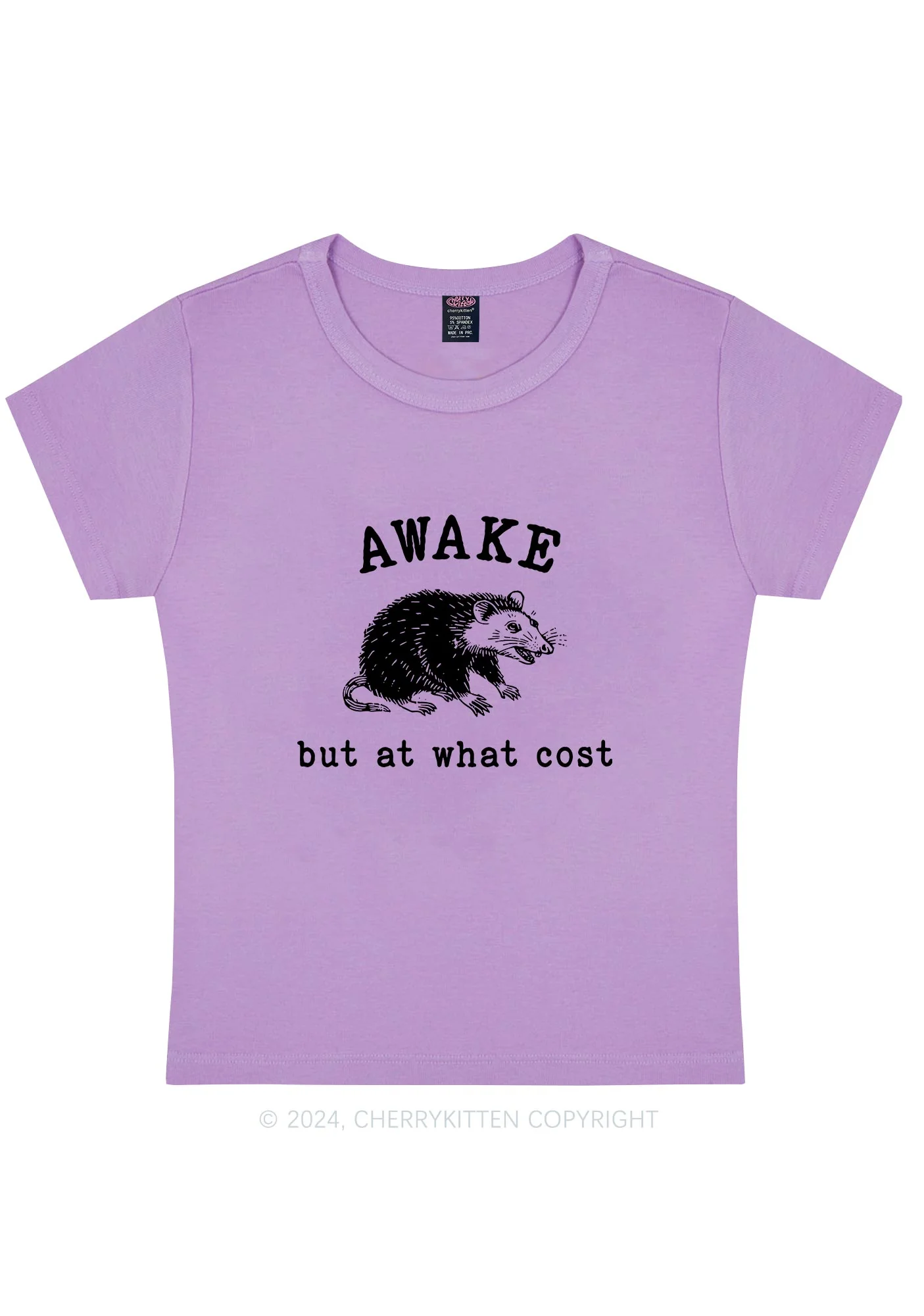 Awake But At What Cost Y2K Baby Tee Cherrykitten - Image 4