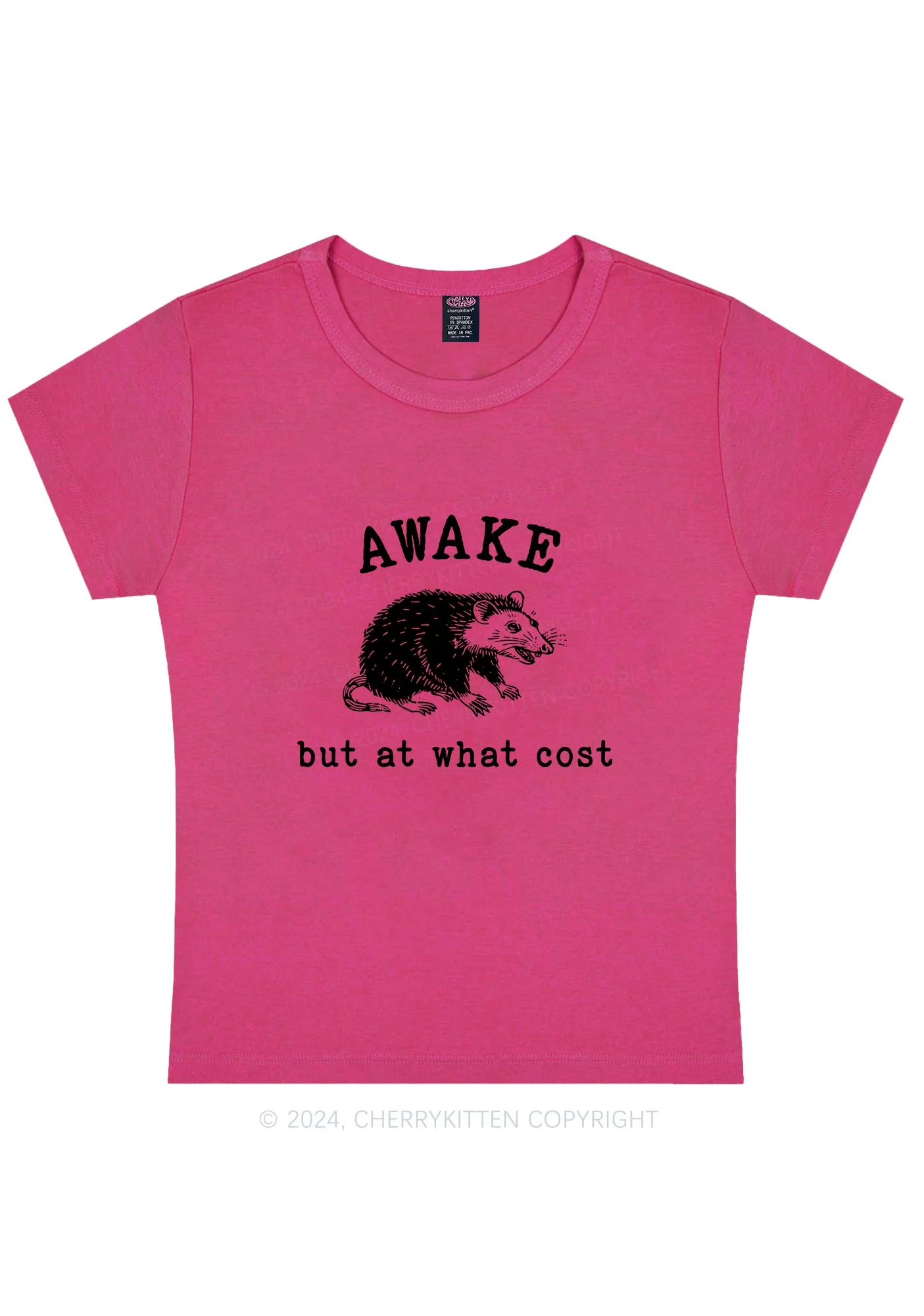 Awake But At What Cost Y2K Baby Tee Cherrykitten - Image 5