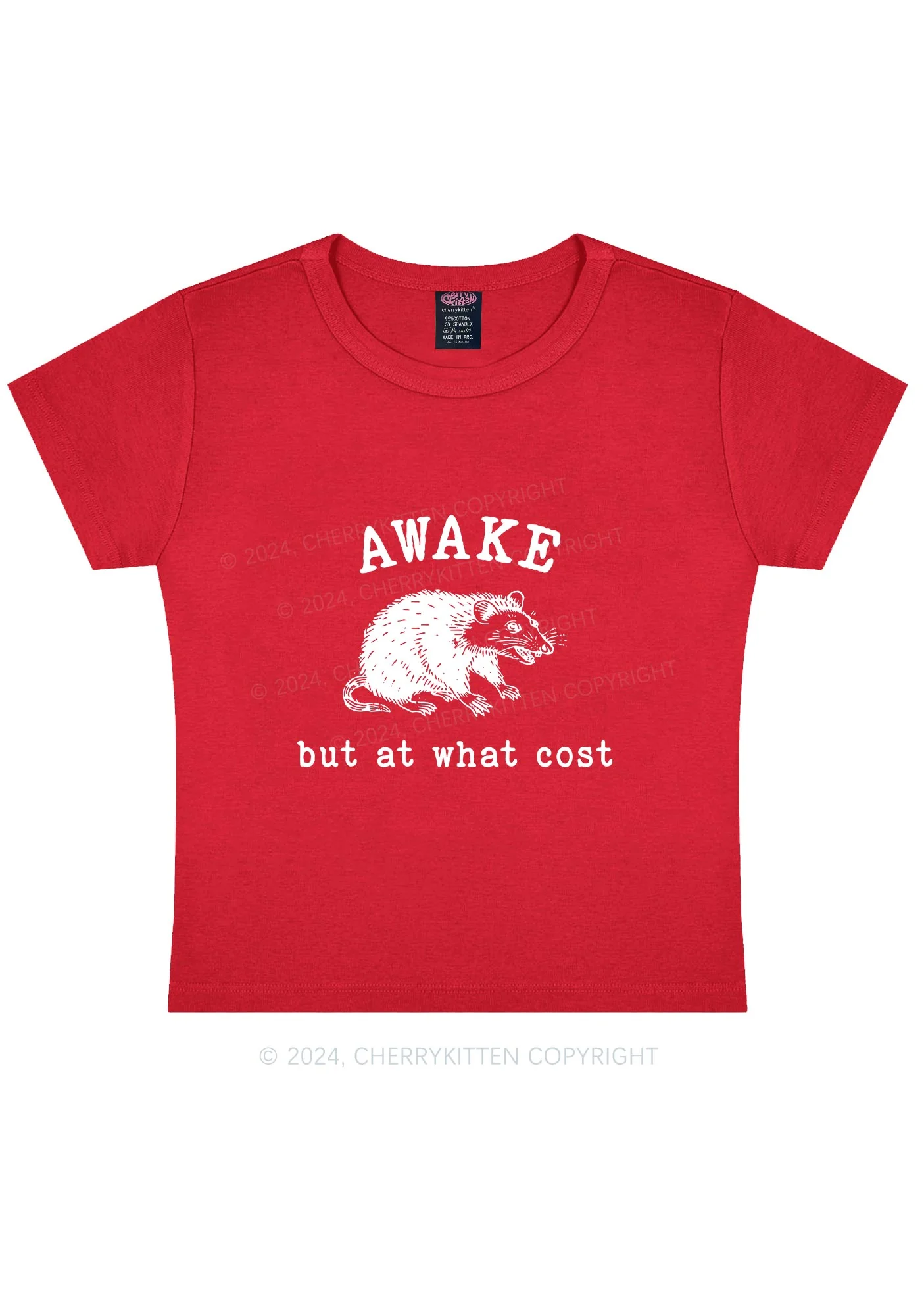 Awake But At What Cost Y2K Baby Tee Cherrykitten - Image 6