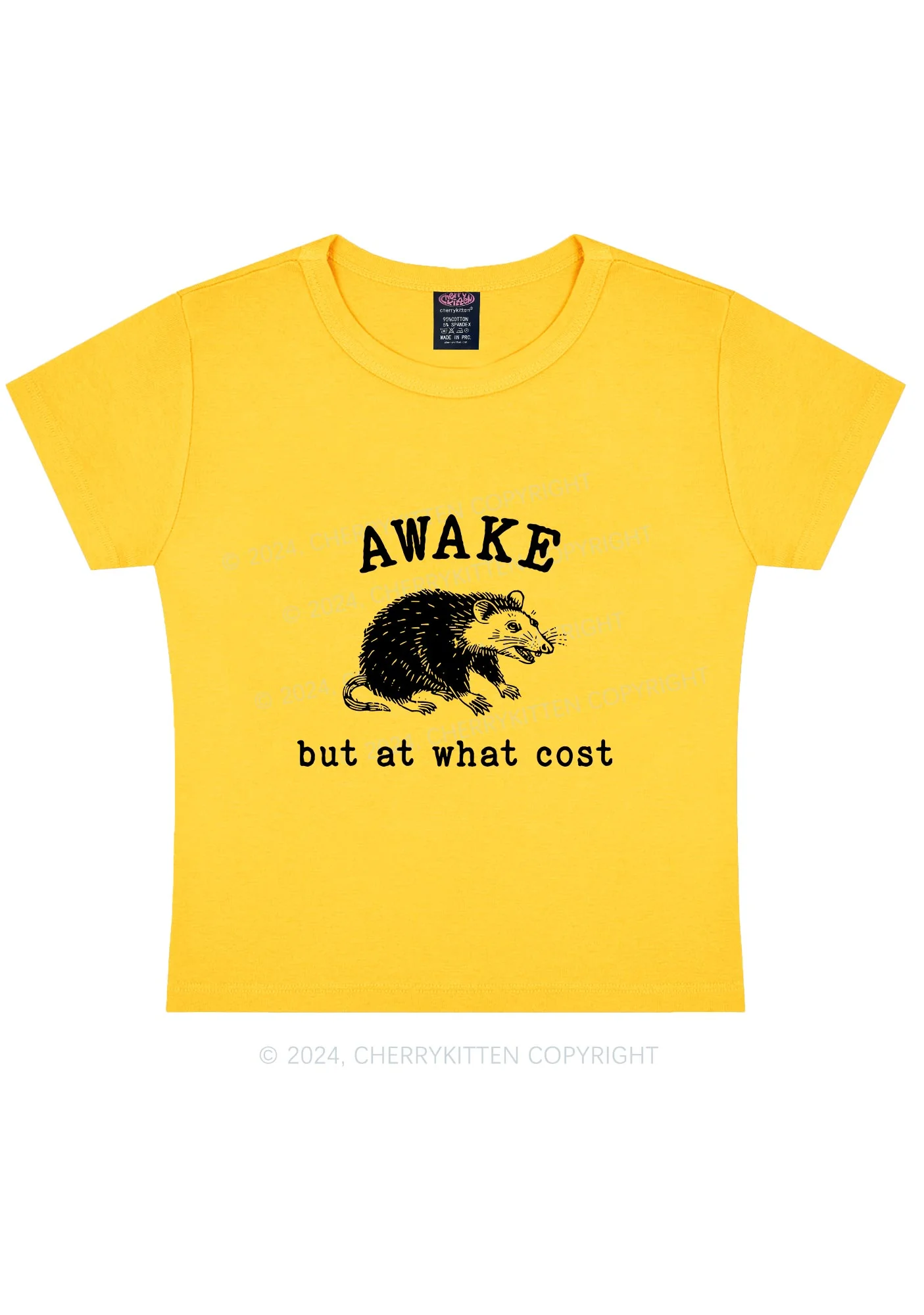Awake But At What Cost Y2K Baby Tee Cherrykitten - Image 7