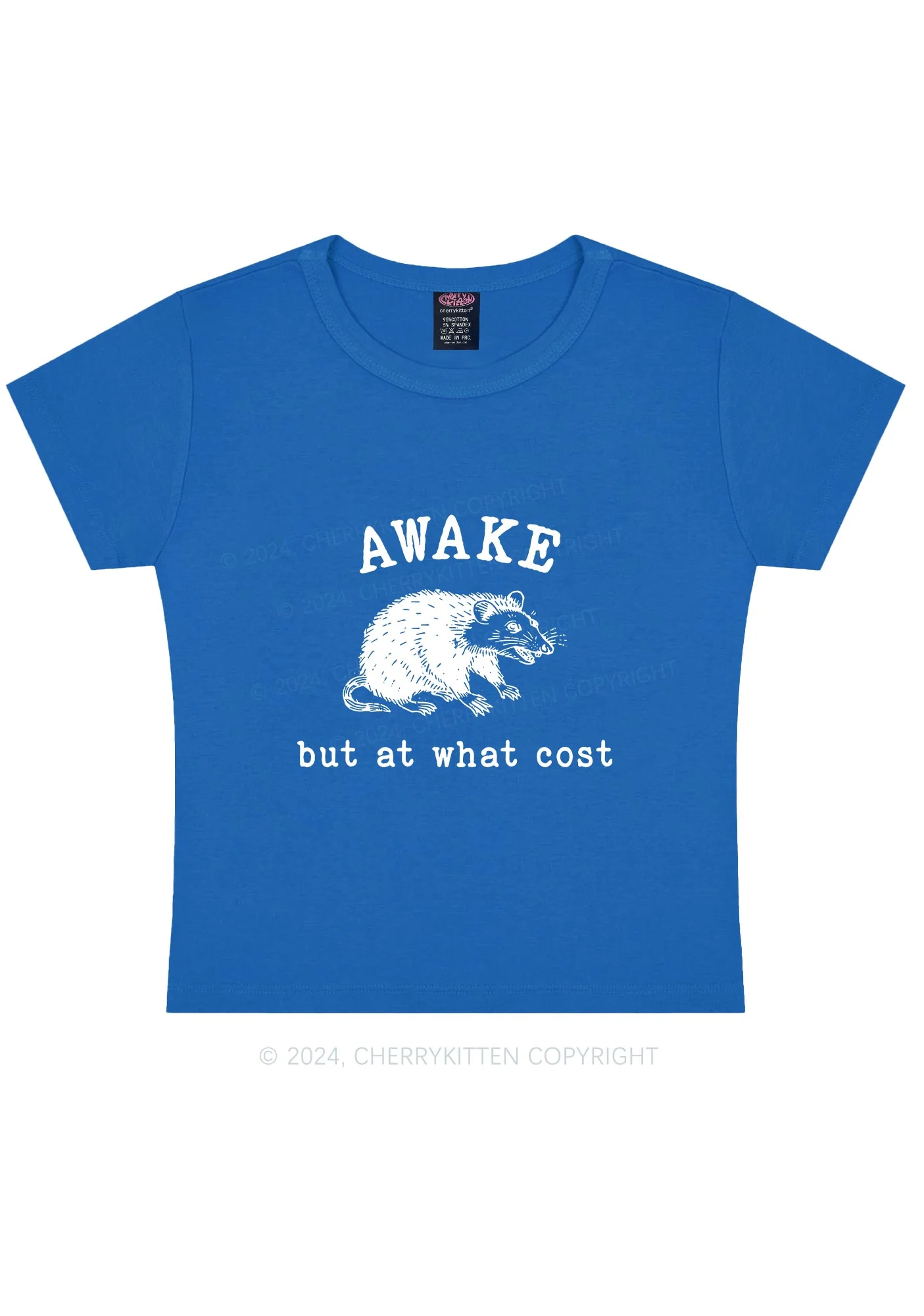 Awake But At What Cost Y2K Baby Tee Cherrykitten - Image 8