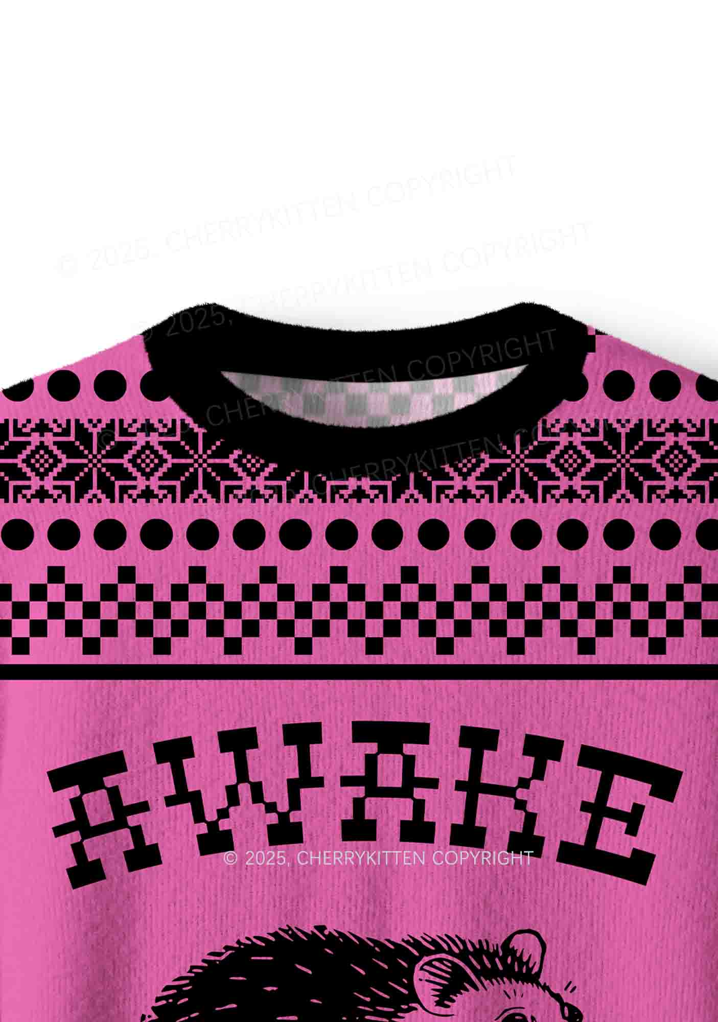 Awake But At What Cost Y2K Christmas Knit Sweatshirt Cherrykitten - Image 5