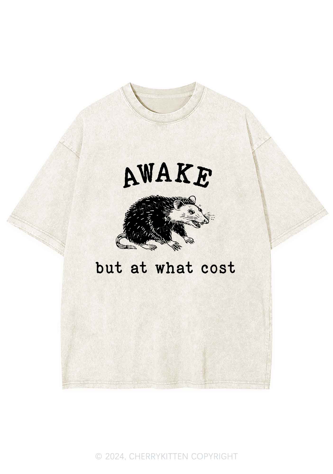Awake But At What Cost Y2K Washed Tee Cherrykitten - Image 4