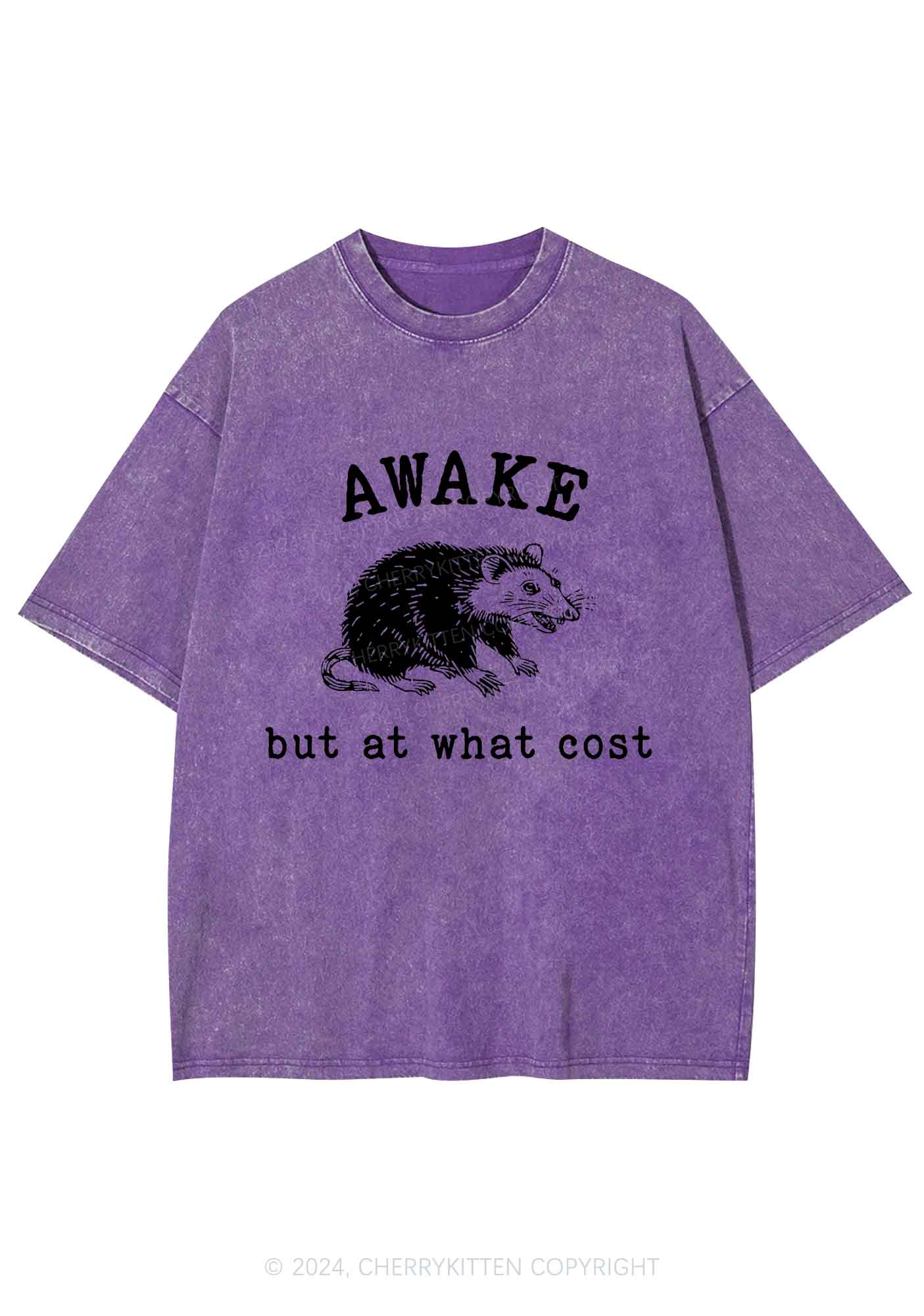 Awake But At What Cost Y2K Washed Tee Cherrykitten - Image 5