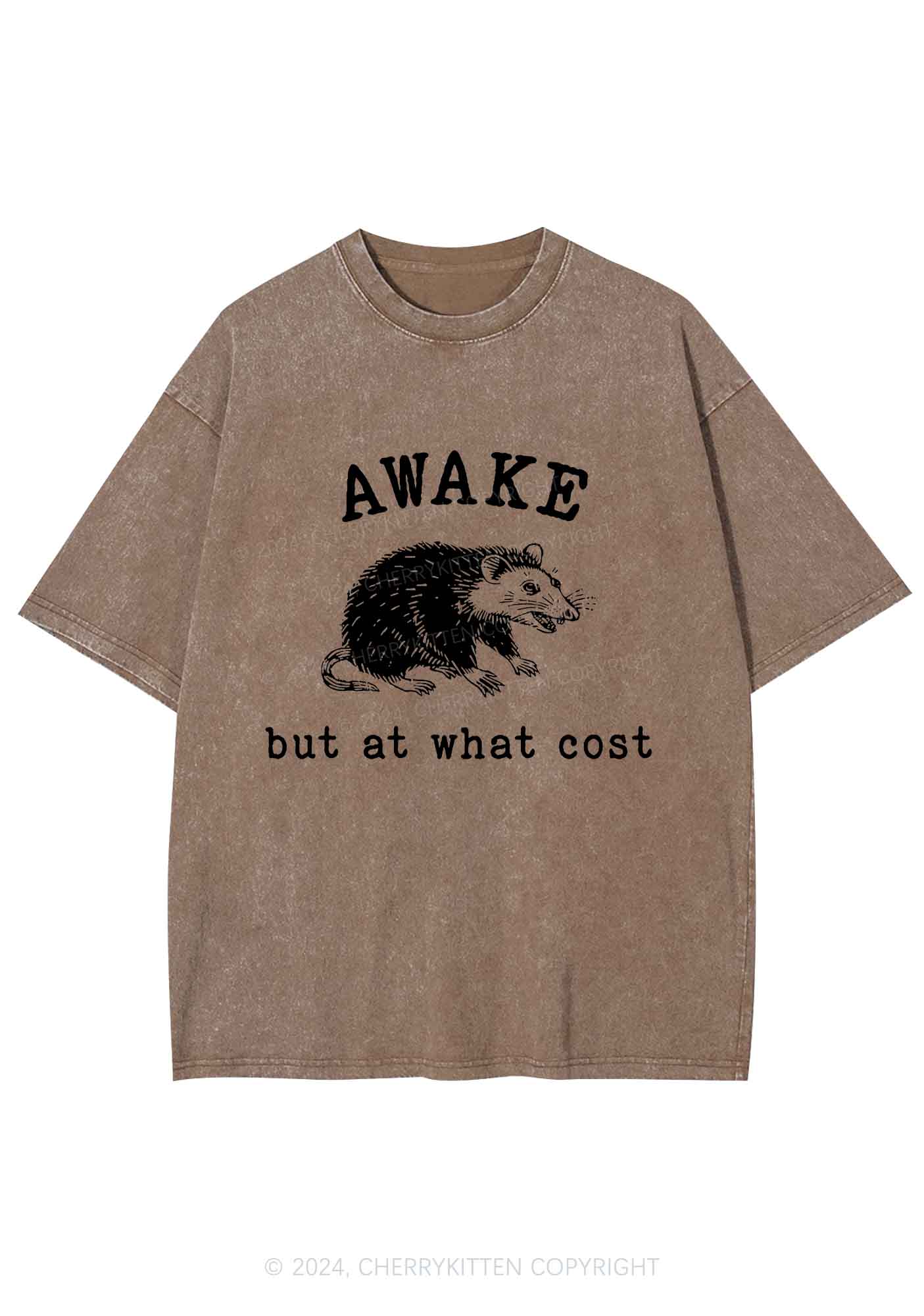 Awake But At What Cost Y2K Washed Tee Cherrykitten - Image 7