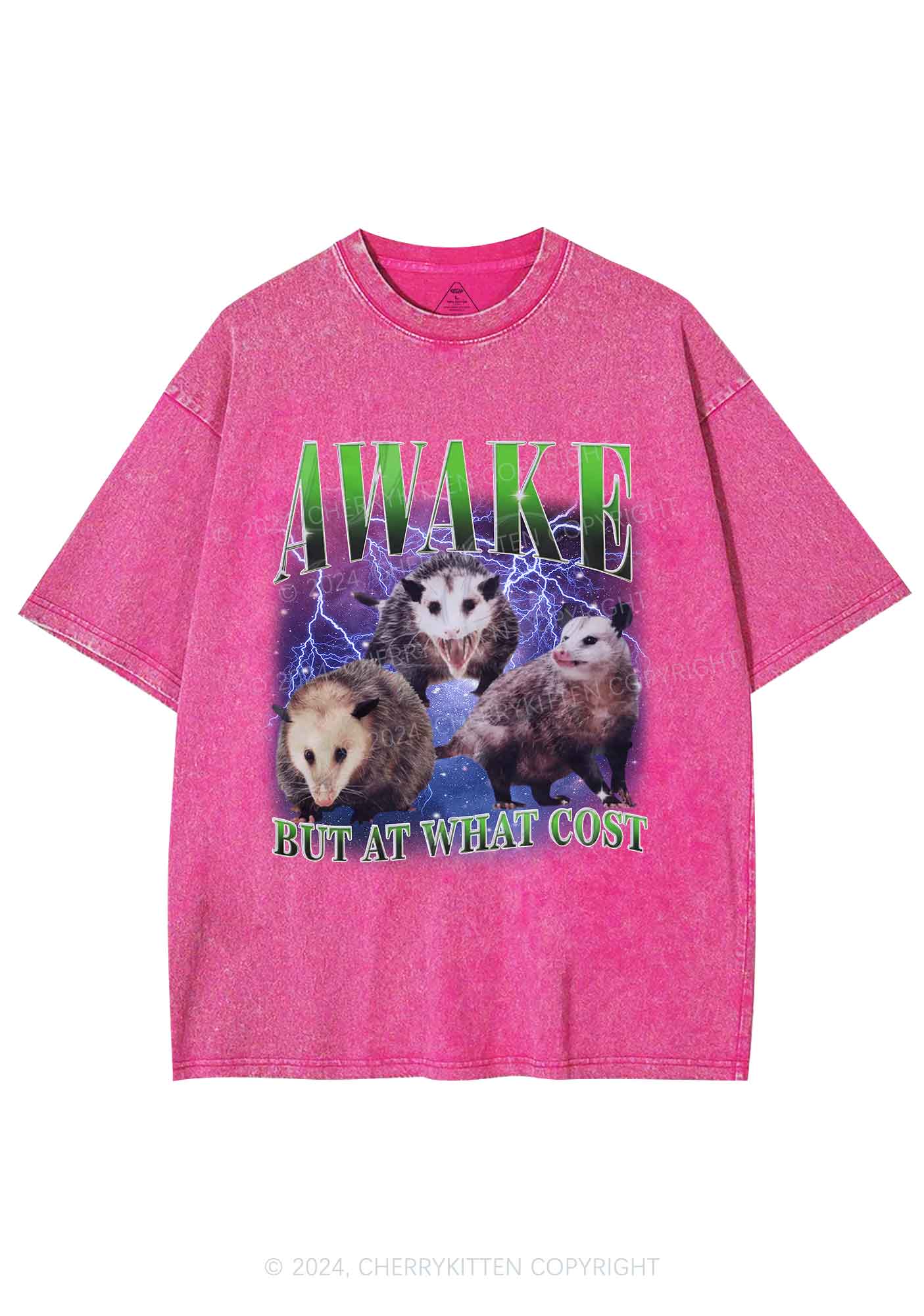 Awake Three Rats Y2K Washed Tee Cherrykitten - Image 4