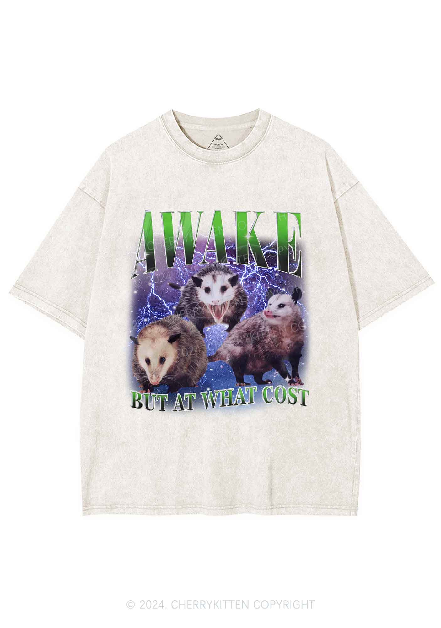 Awake Three Rats Y2K Washed Tee Cherrykitten - Image 5
