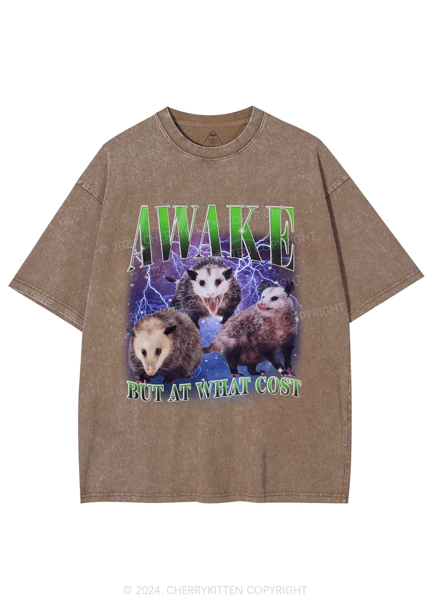 Awake Three Rats Y2K Washed Tee Cherrykitten - Image 6