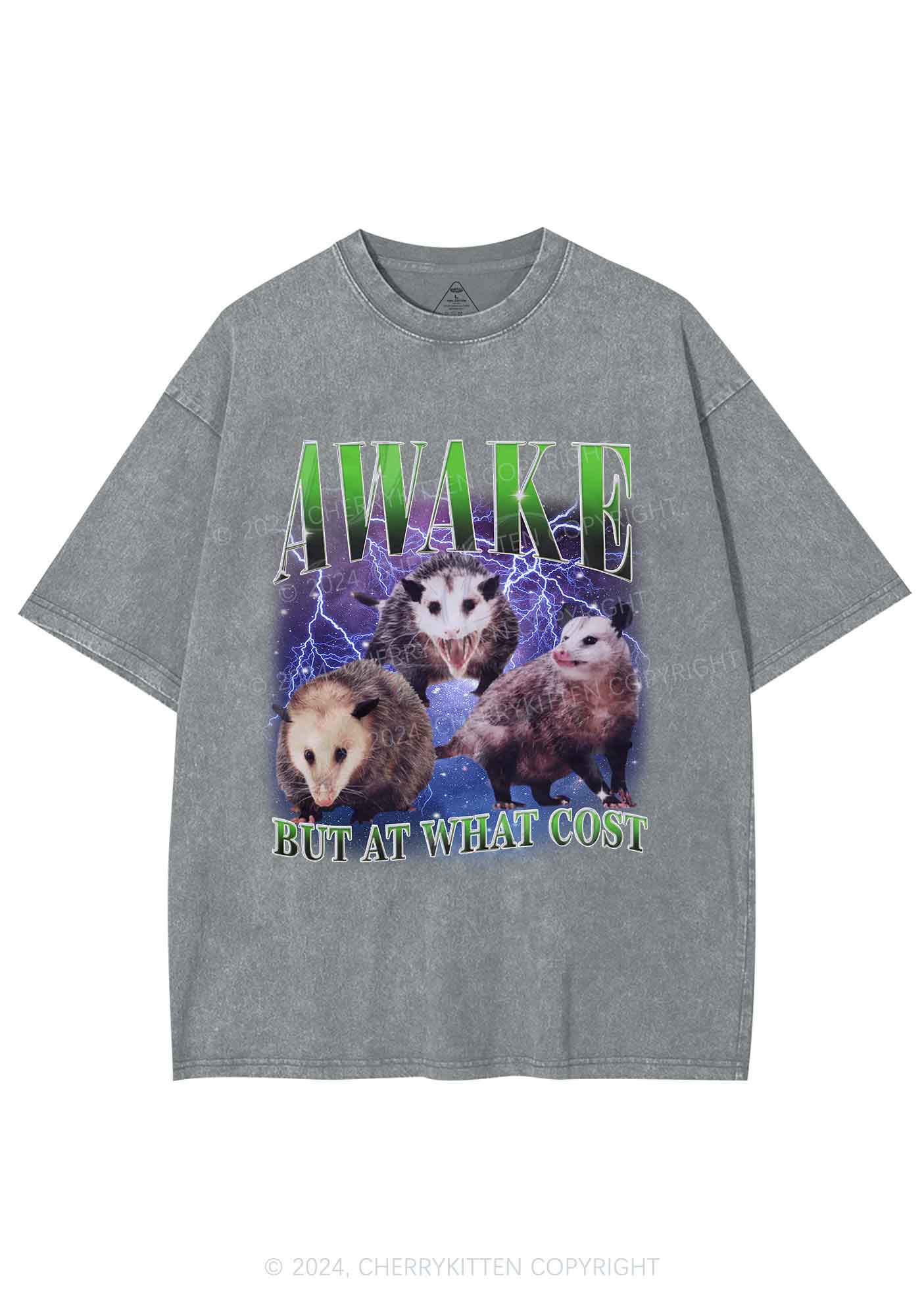 Awake Three Rats Y2K Washed Tee Cherrykitten - Image 7