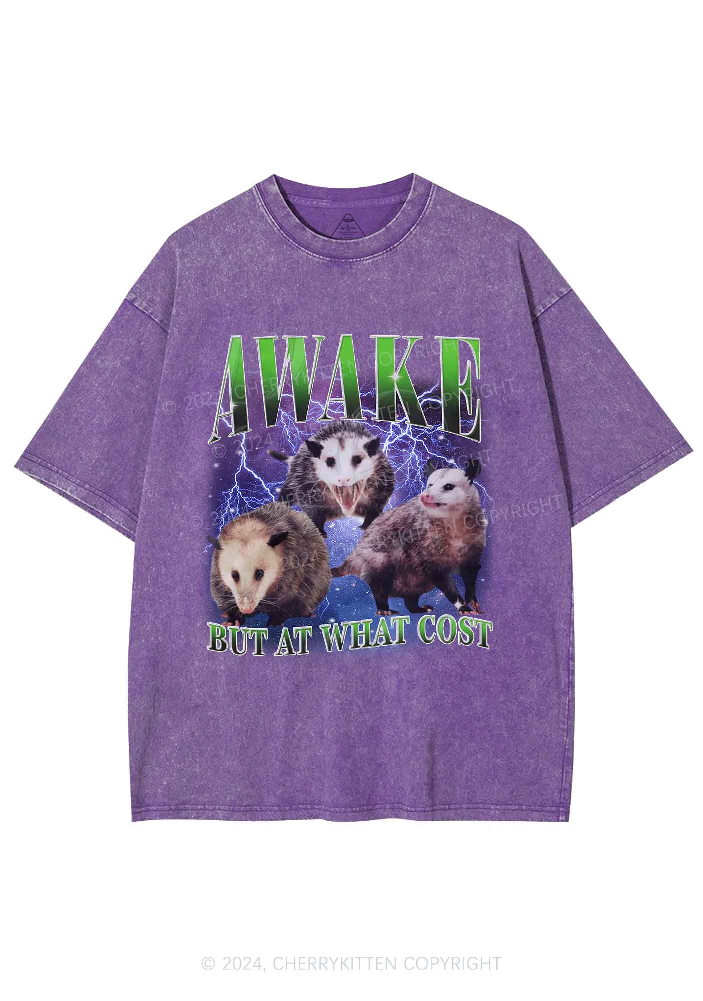 Awake Three Rats Y2K Washed Tee Cherrykitten - Image 8