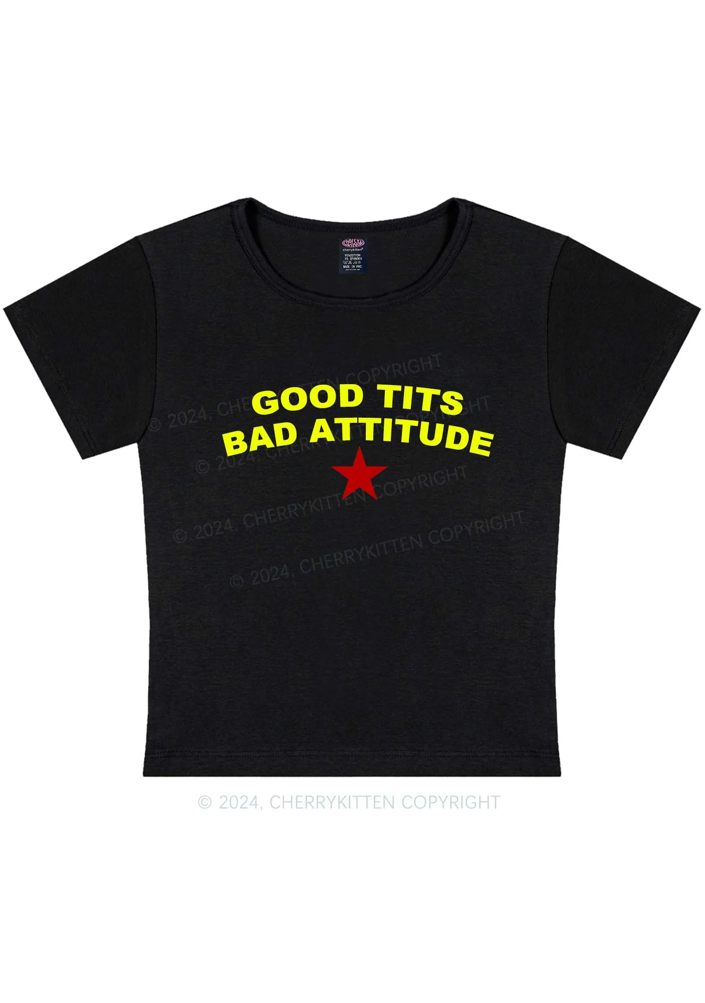 Bad Attitude Y2K Baby Tee Cherrykitten - Image 3