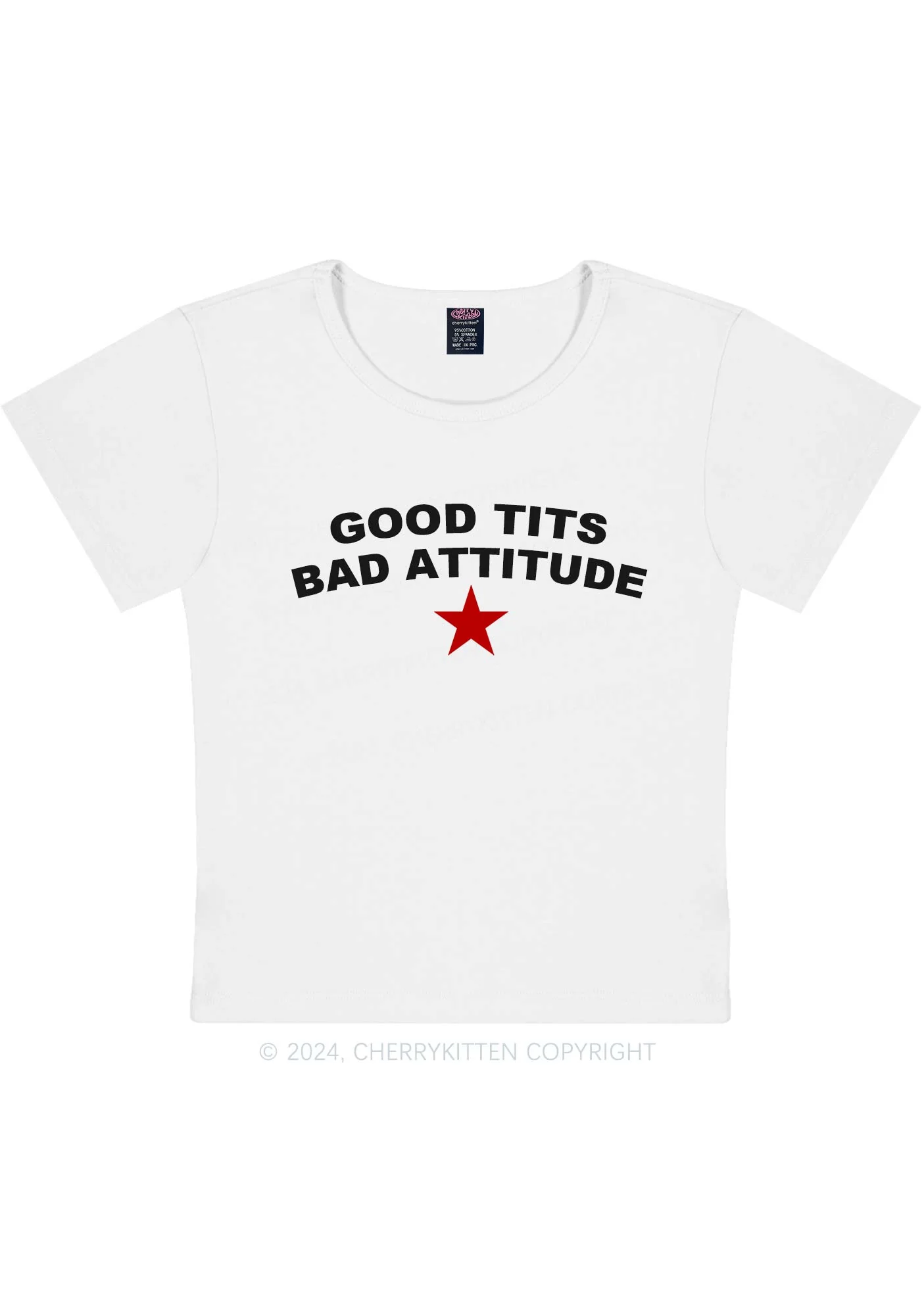 Bad Attitude Y2K Baby Tee Cherrykitten - Image 4