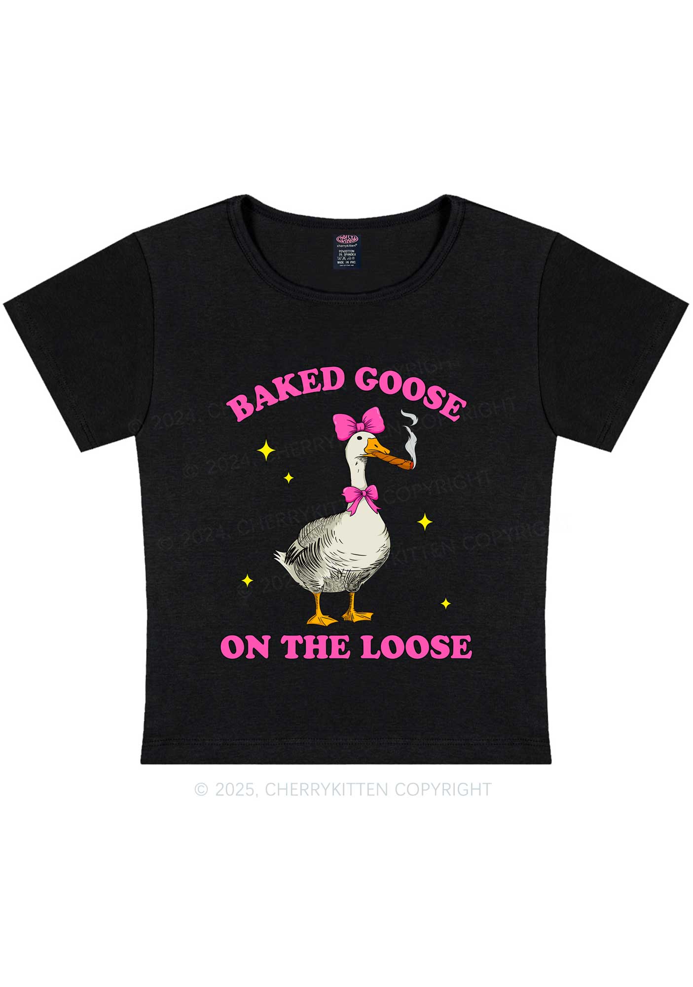 Baked Goose On The Loose Y2K Baby Tee Cherrykitten - Image 3