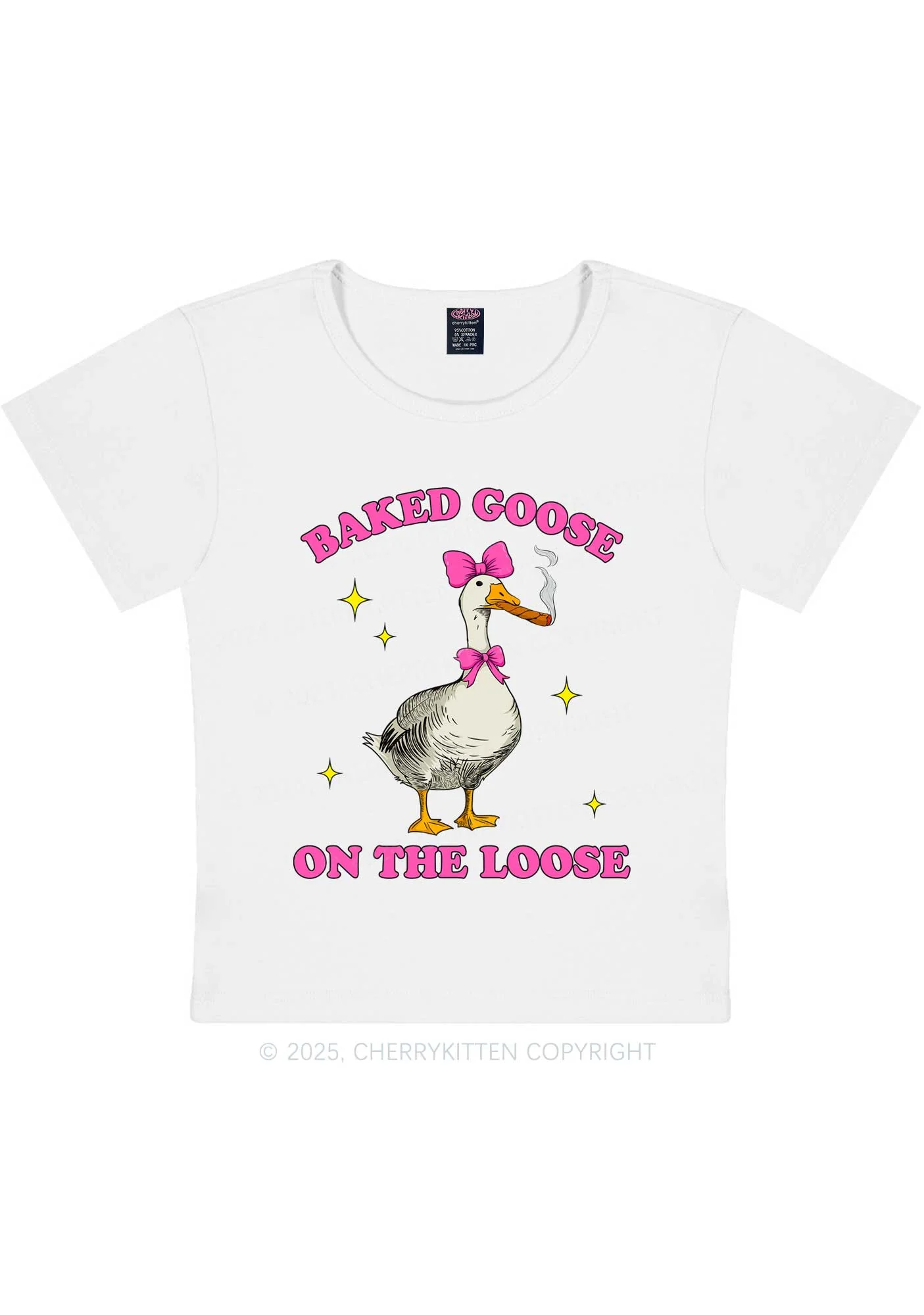Baked Goose On The Loose Y2K Baby Tee Cherrykitten - Image 4