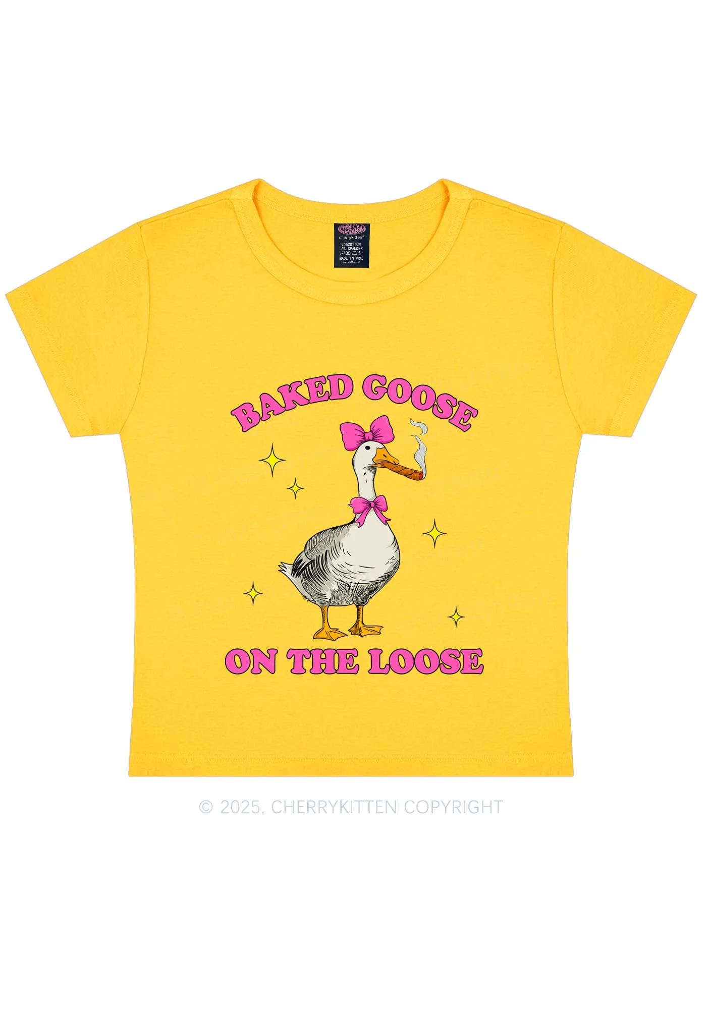 Baked Goose On The Loose Y2K Baby Tee Cherrykitten - Image 5
