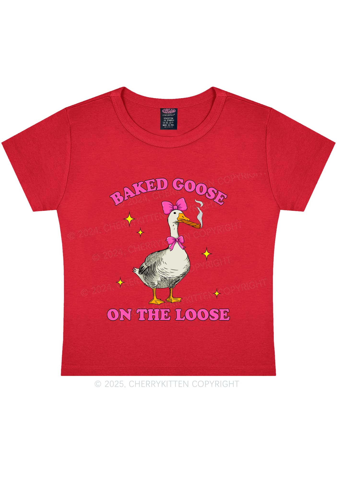 Baked Goose On The Loose Y2K Baby Tee Cherrykitten - Image 9