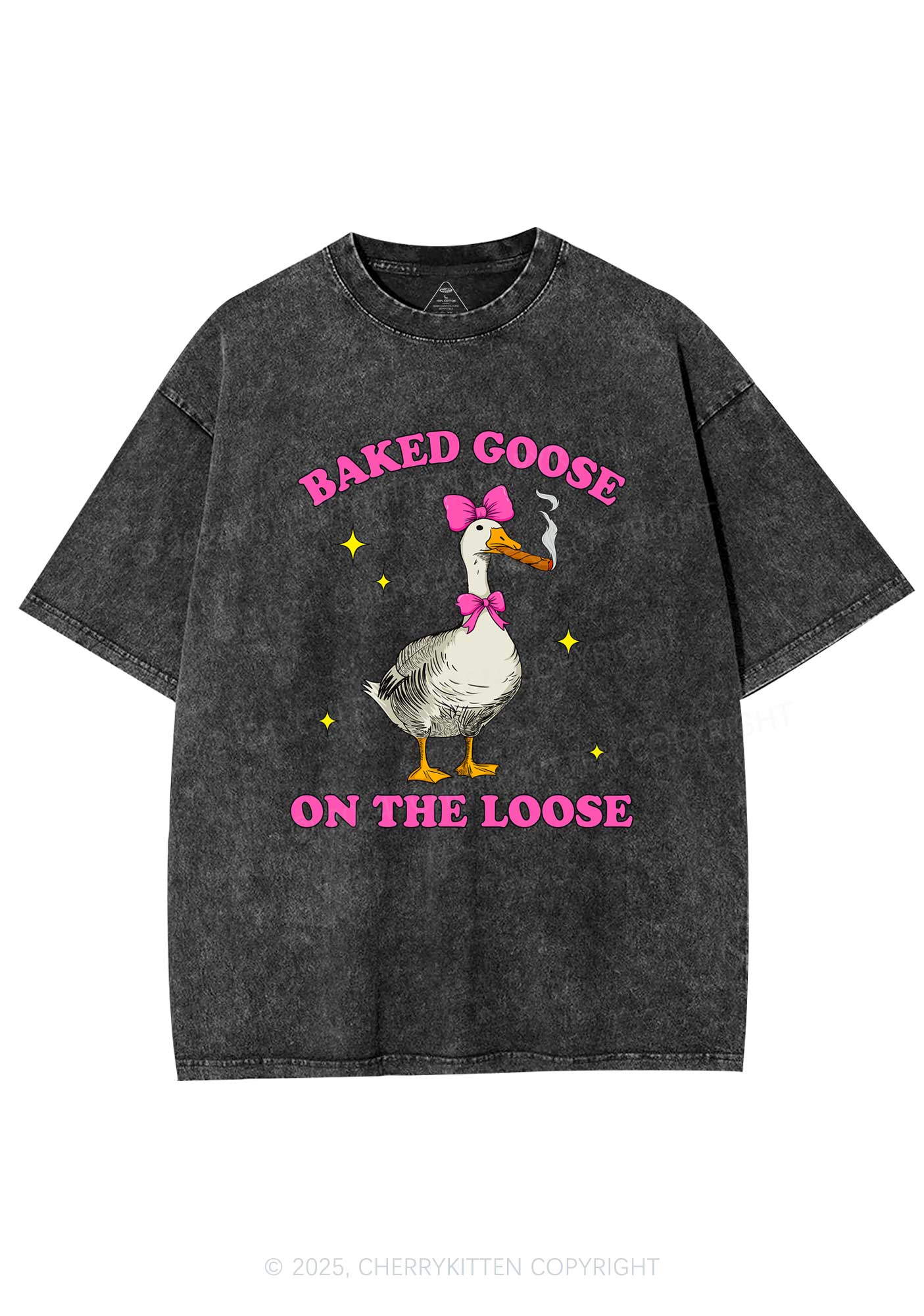 Baked Goose On The Loose Y2K Shirts Washed Tee Cherrykitten - Image 3