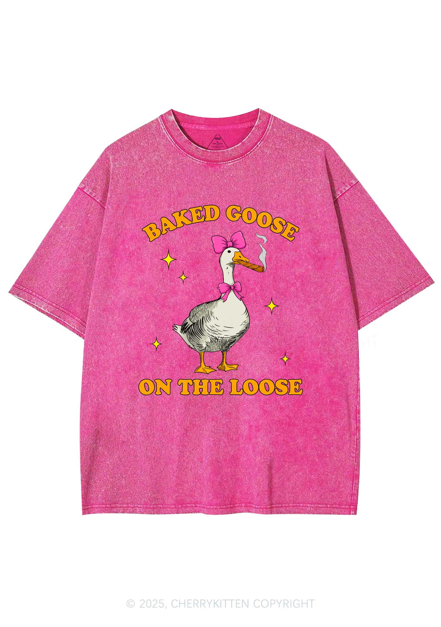 Baked Goose On The Loose Y2K Shirts Washed Tee Cherrykitten - Image 4