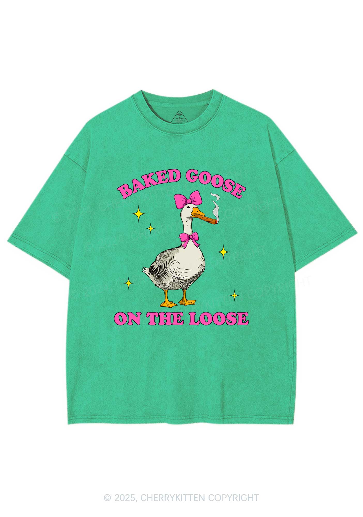 Baked Goose On The Loose Y2K Shirts Washed Tee Cherrykitten - Image 6