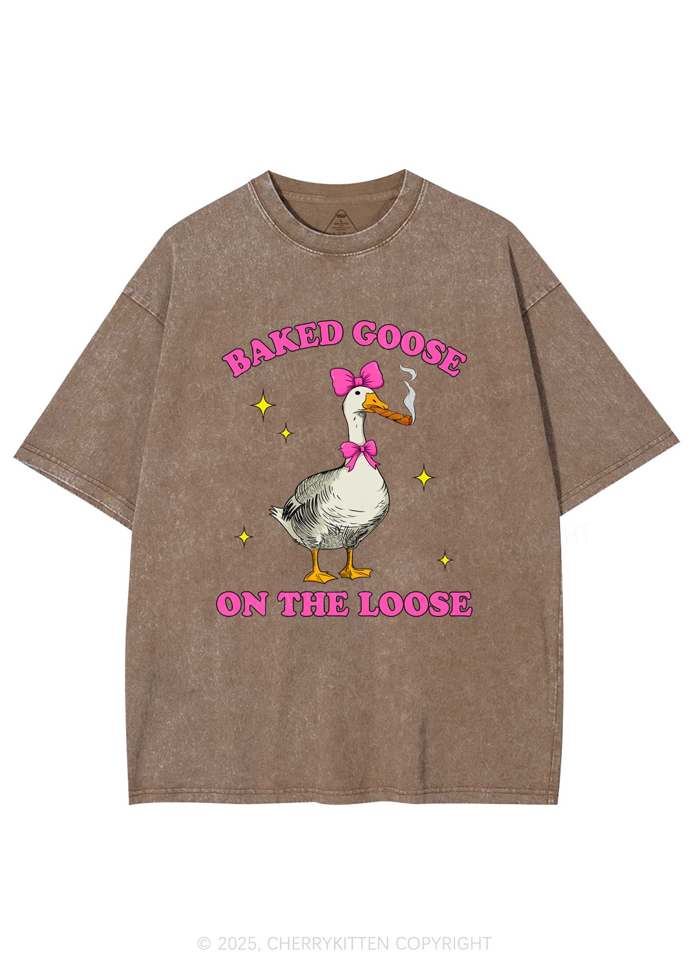 Baked Goose On The Loose Y2K Shirts Washed Tee Cherrykitten - Image 7