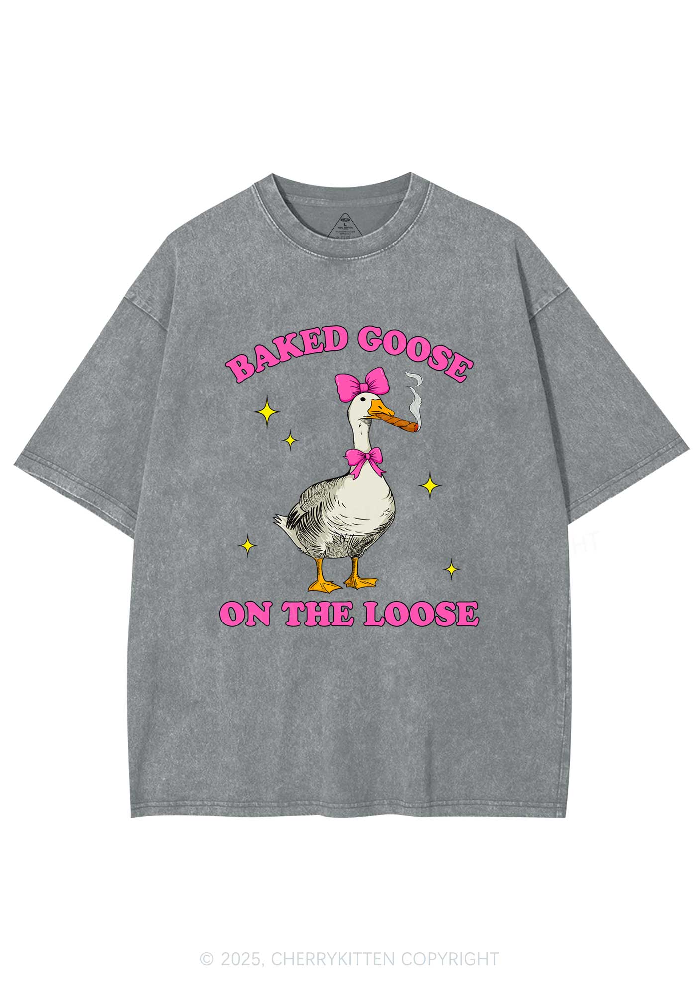 Baked Goose On The Loose Y2K Shirts Washed Tee Cherrykitten - Image 8