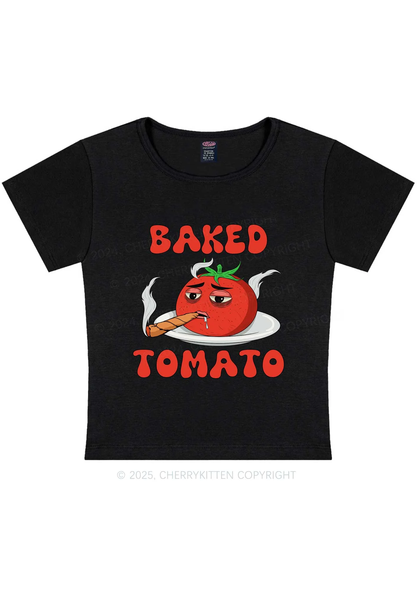 Baked Tomato Y2K Baby Tee Cherrykitten - Image 3