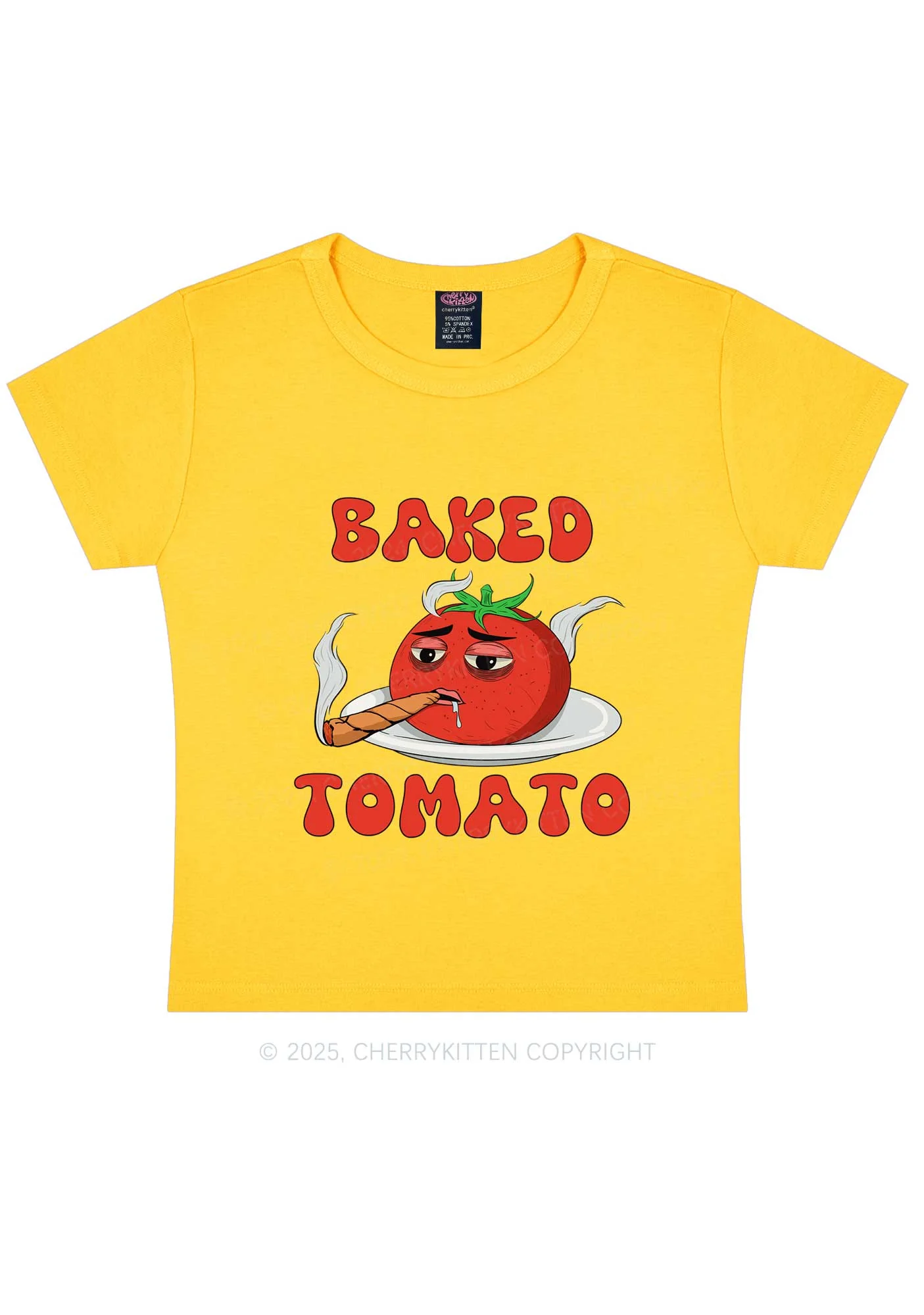 Baked Tomato Y2K Baby Tee Cherrykitten - Image 4