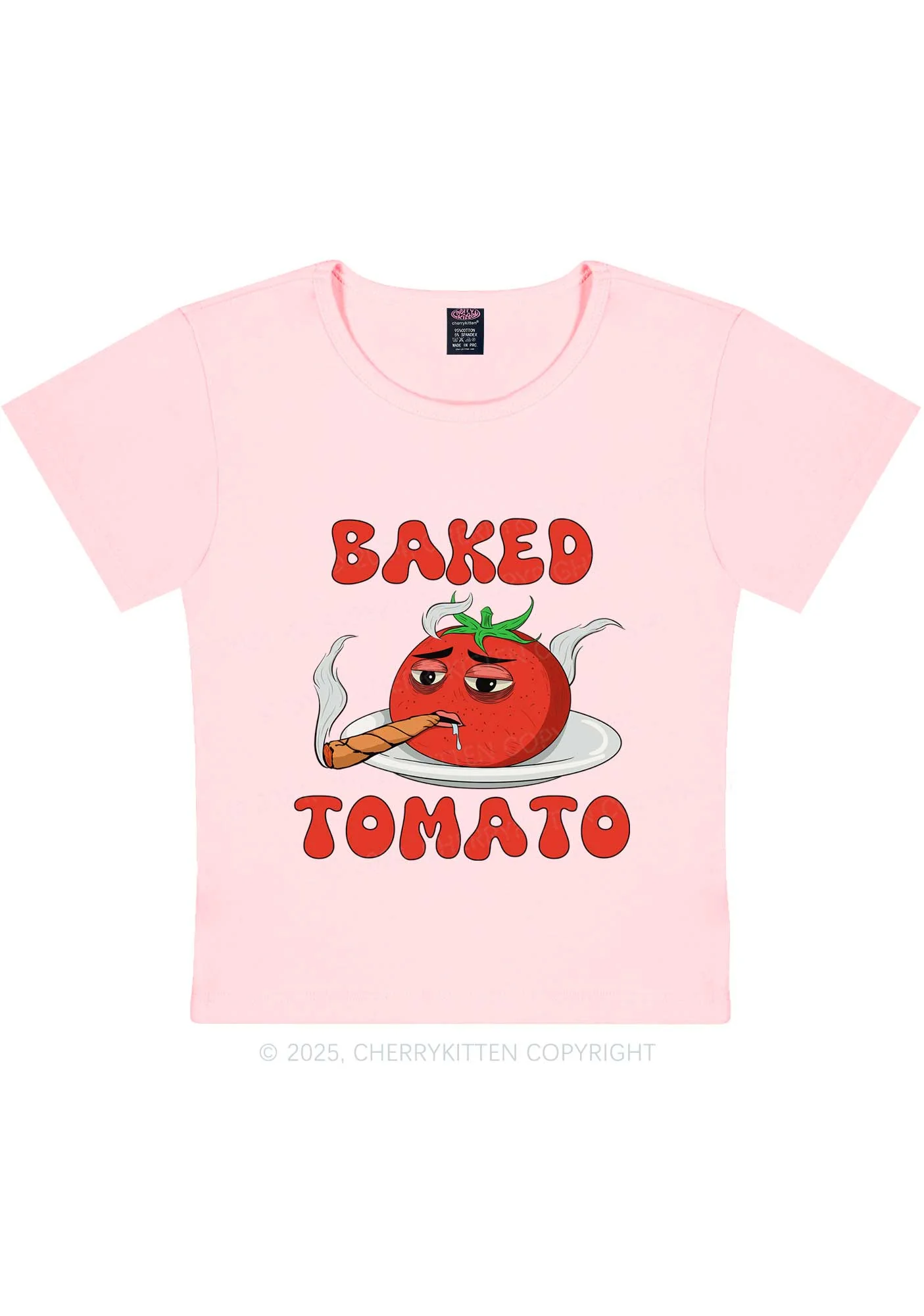 Baked Tomato Y2K Baby Tee Cherrykitten - Image 9