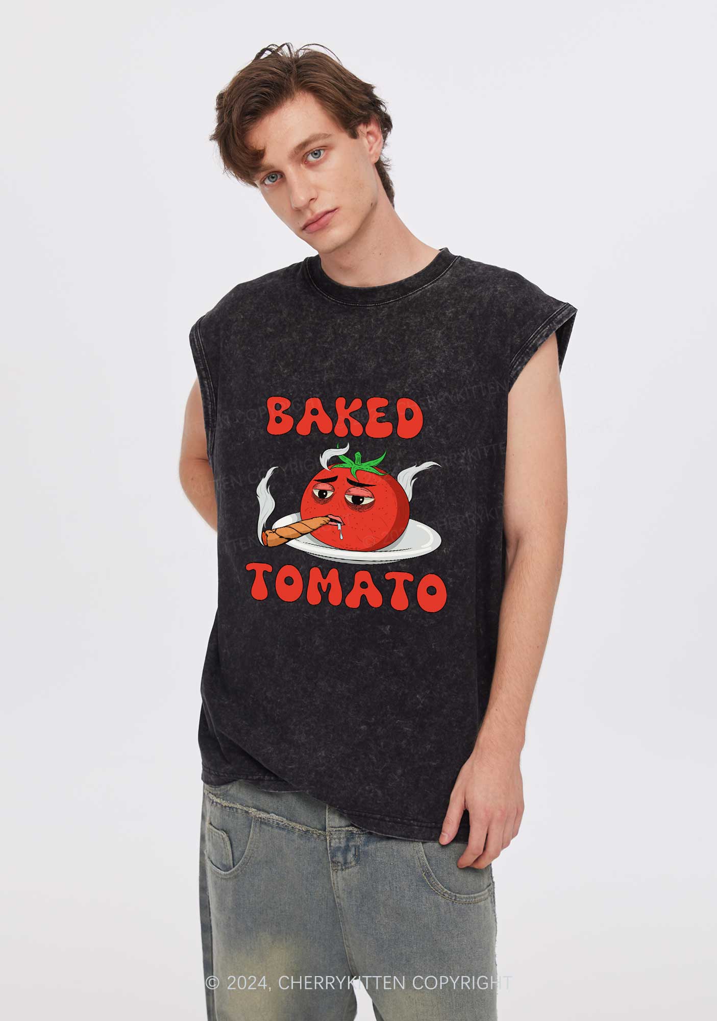 Baked Tomato Y2K Washed Tank Cherrykitten - Image 2