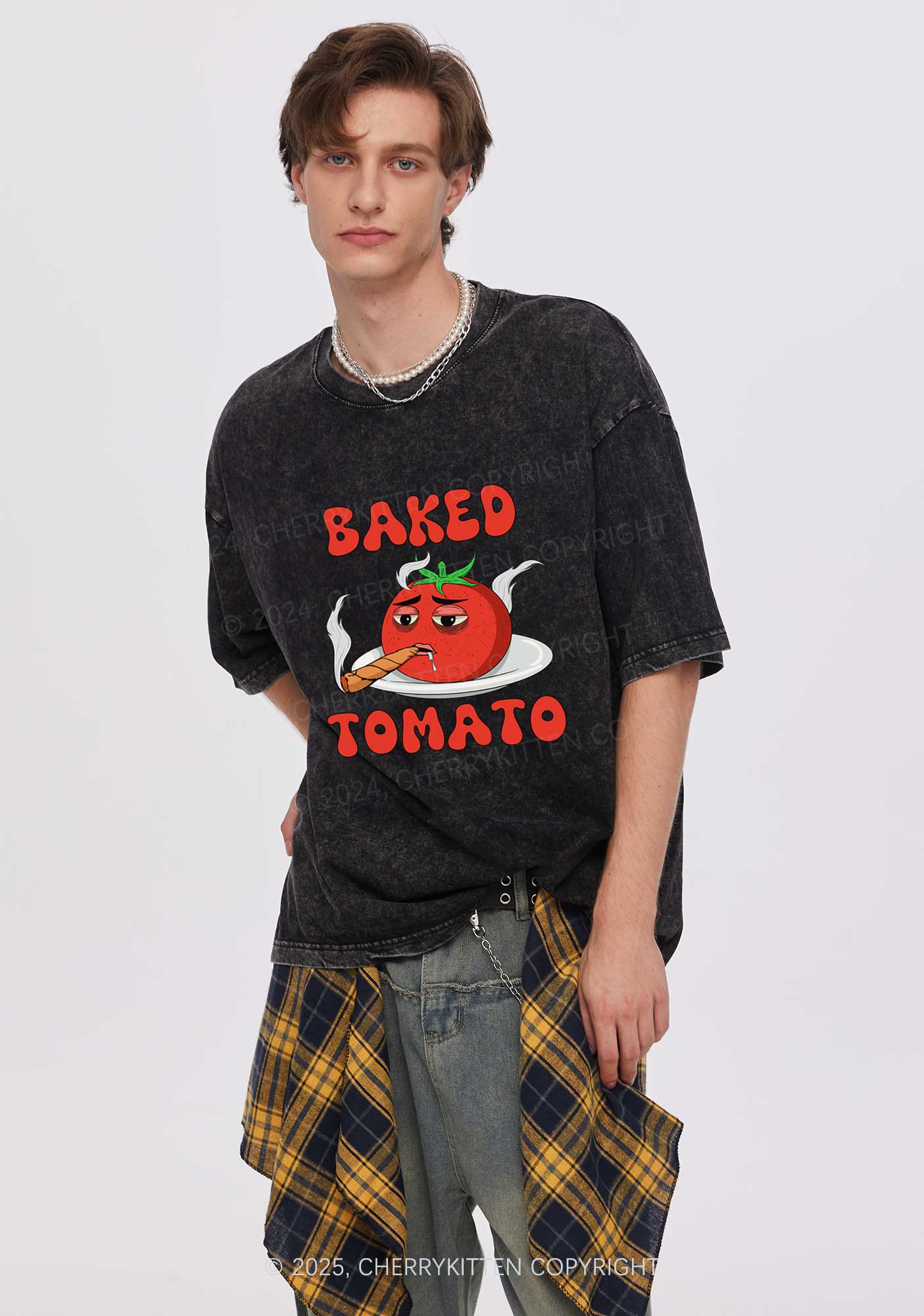 Baked Tomato Y2K Washed Tee Cherrykitten - Image 2