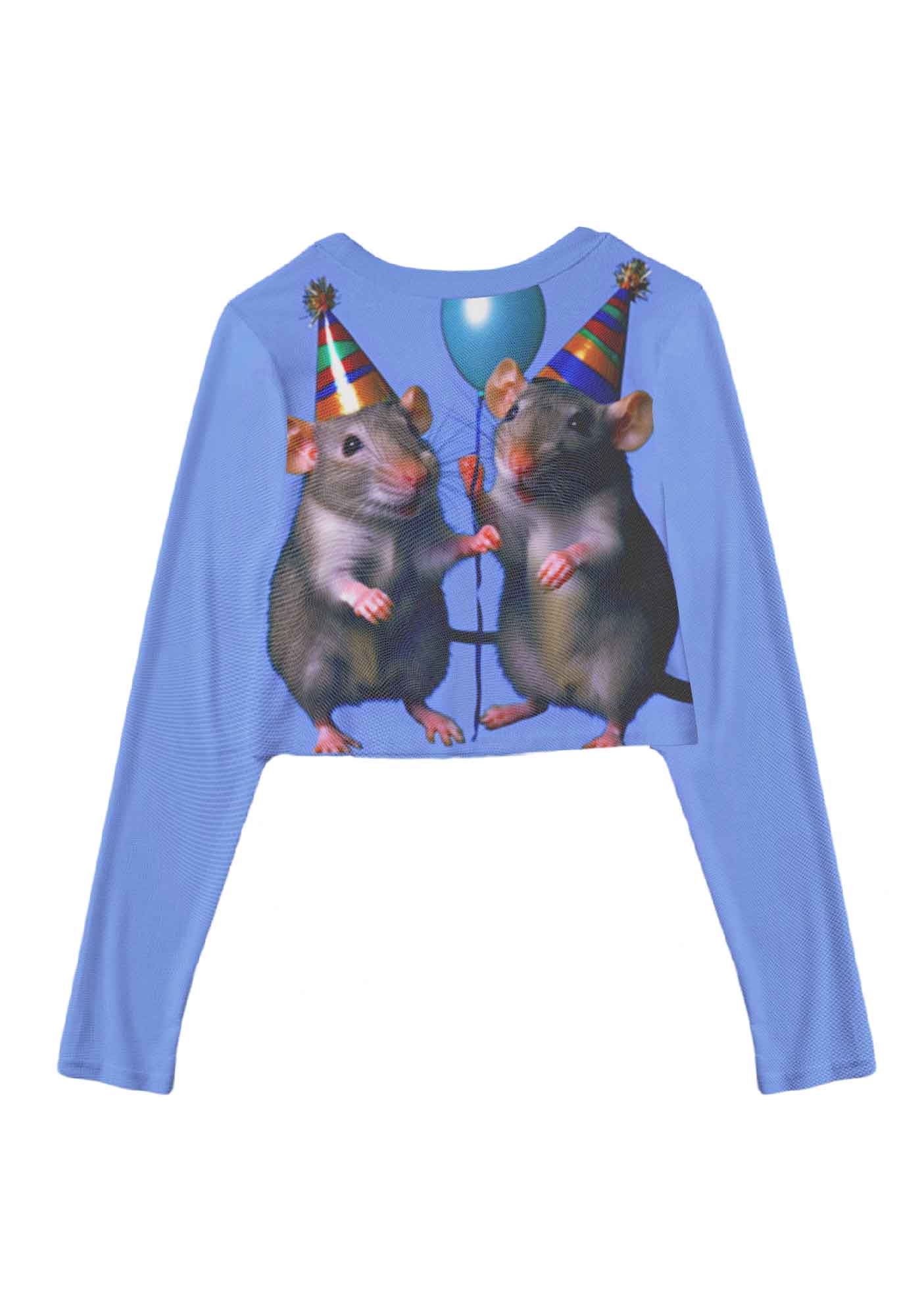 Balloon Party Rats Y2K Mesh Long Sleeve Crop Top Cherrykitten - Image 3