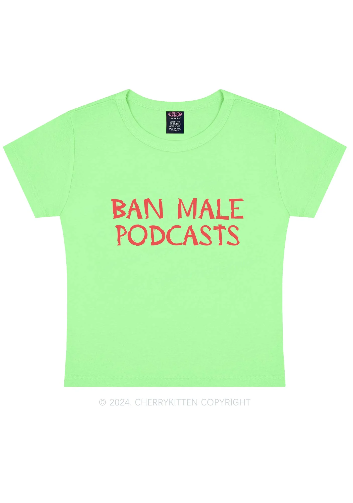 Ban Male Podcasts Y2K Baby Tee Cherrykitten - Image 11