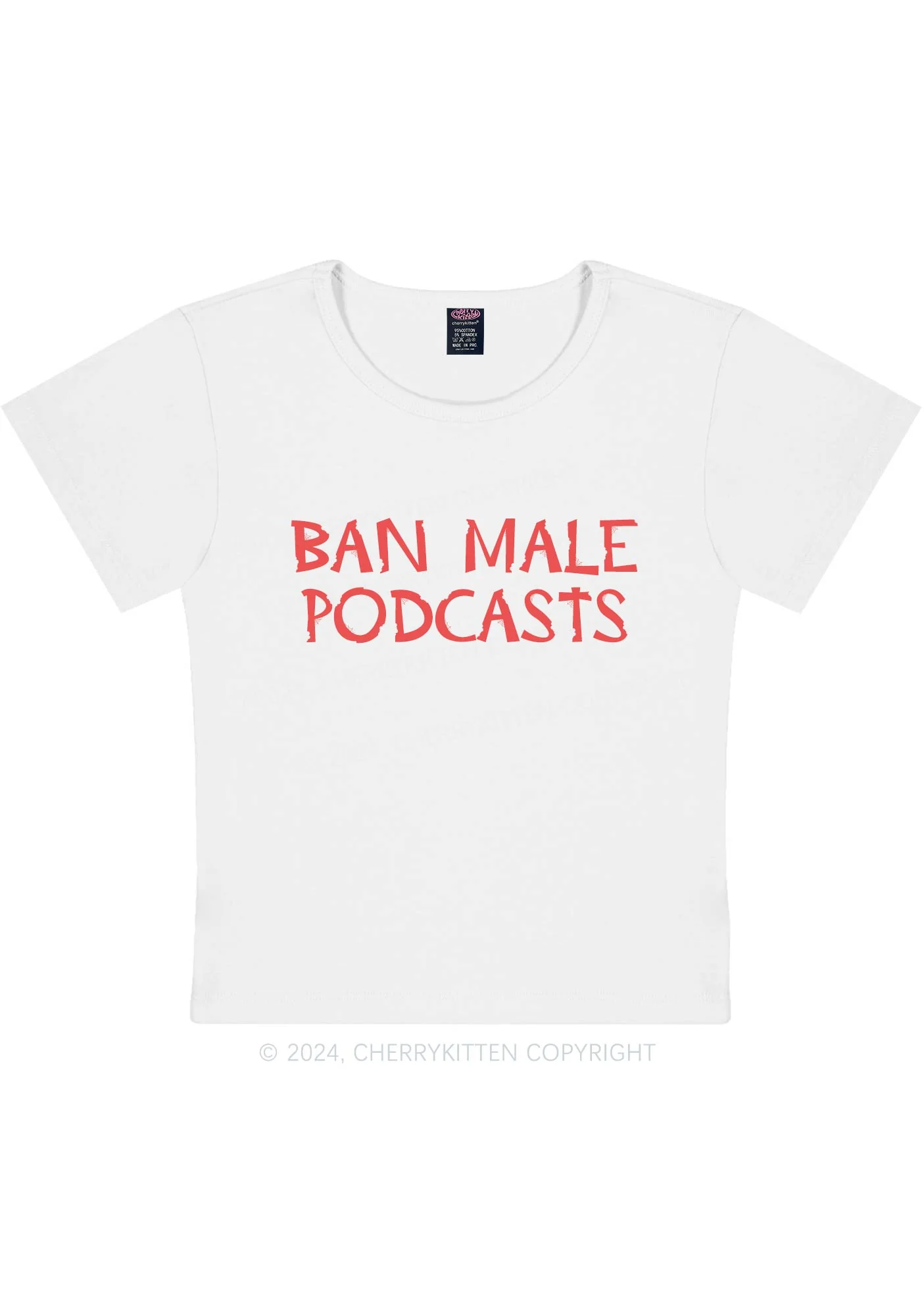 Ban Male Podcasts Y2K Baby Tee Cherrykitten - Image 3