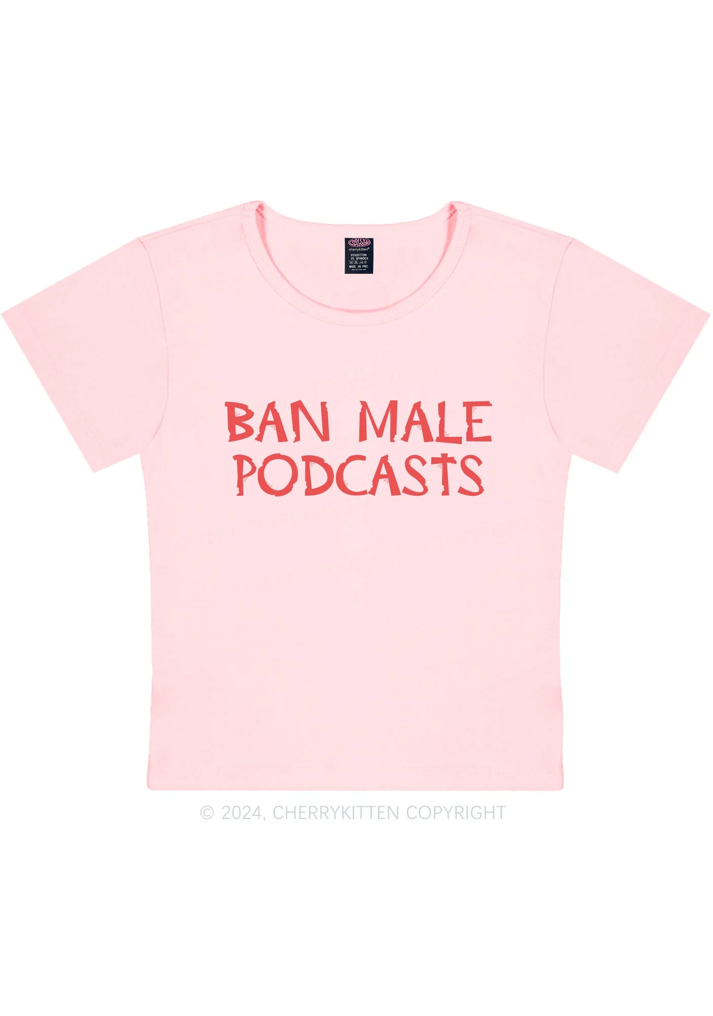 Ban Male Podcasts Y2K Baby Tee Cherrykitten - Image 4