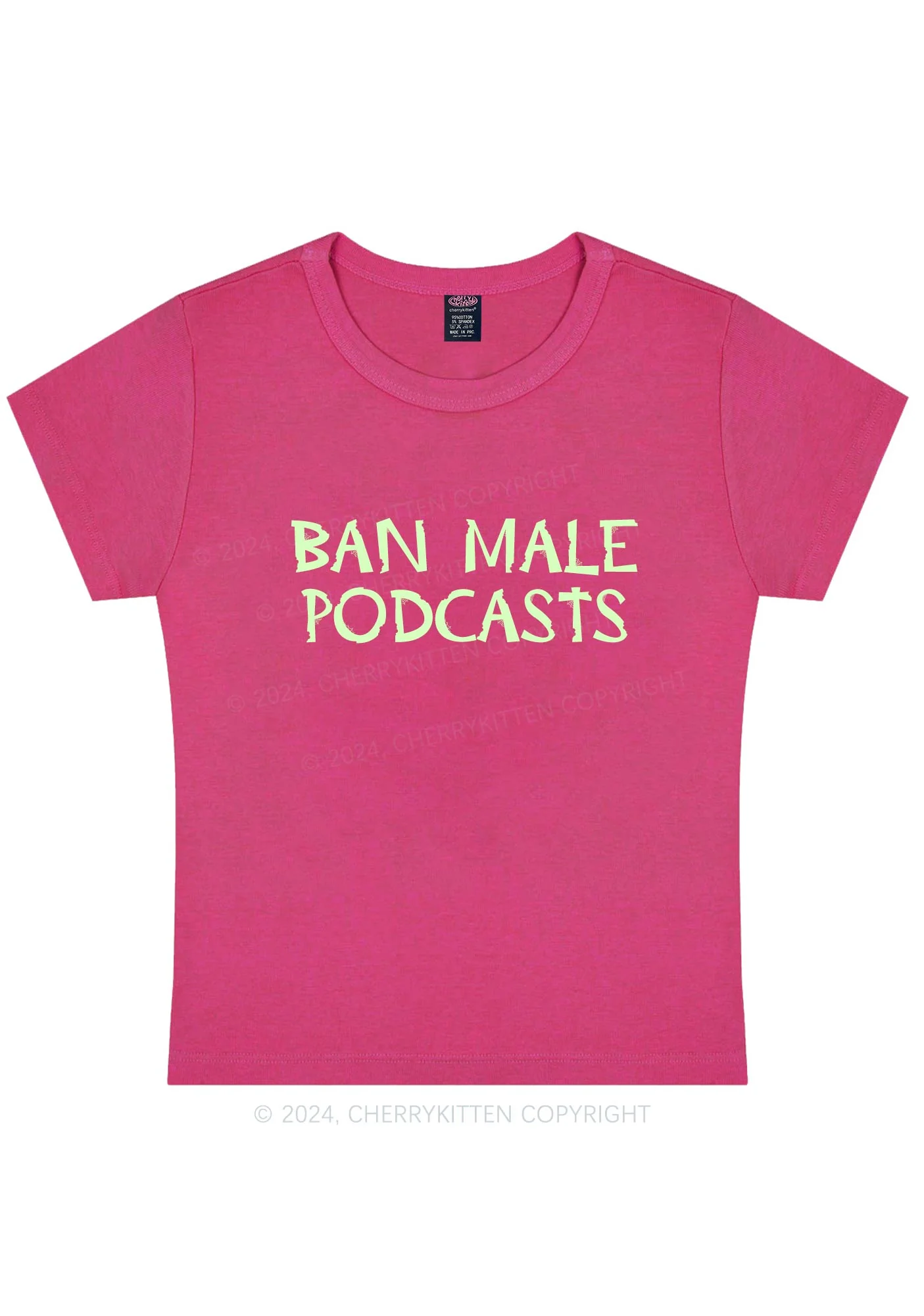 Ban Male Podcasts Y2K Baby Tee Cherrykitten - Image 7