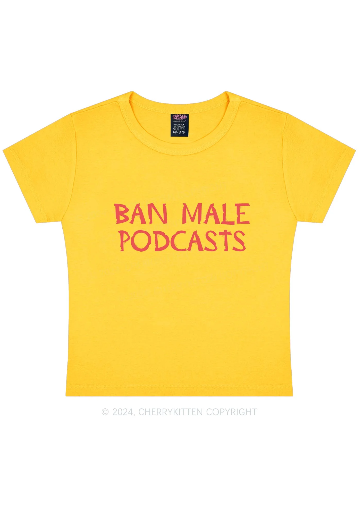 Ban Male Podcasts Y2K Baby Tee Cherrykitten - Image 8