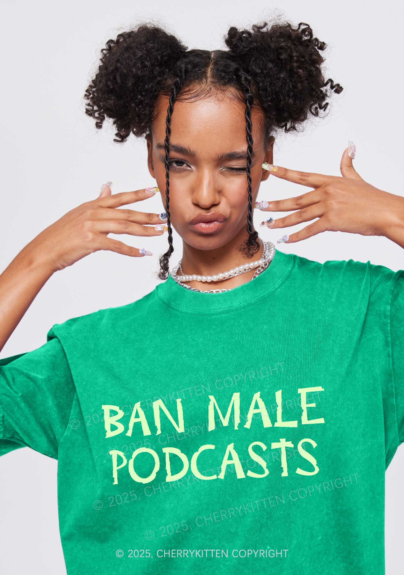 Ban Male Podcasts Y2K Shirts Washed Tee Cherrykitten - Image 2
