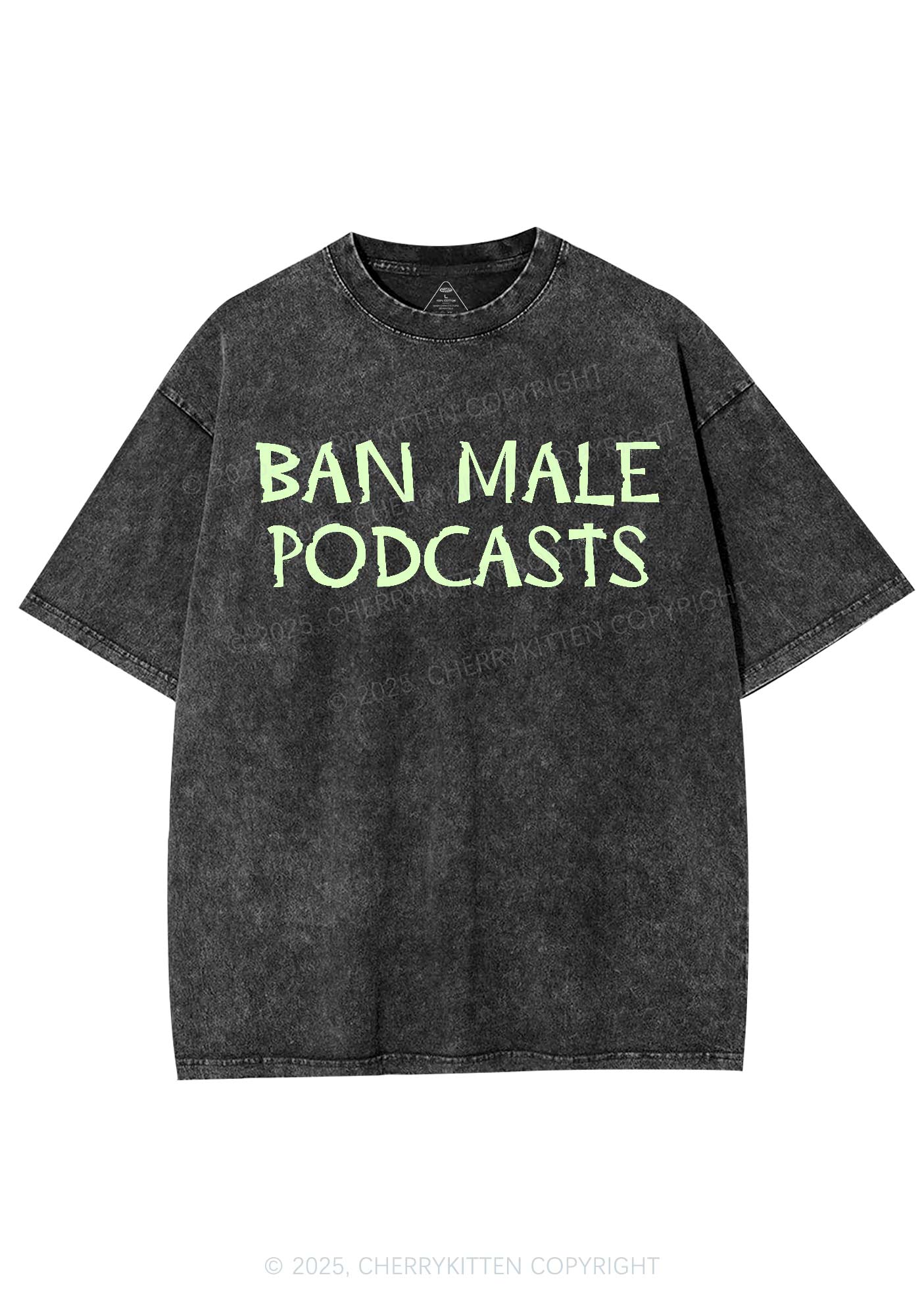 Ban Male Podcasts Y2K Shirts Washed Tee Cherrykitten - Image 3