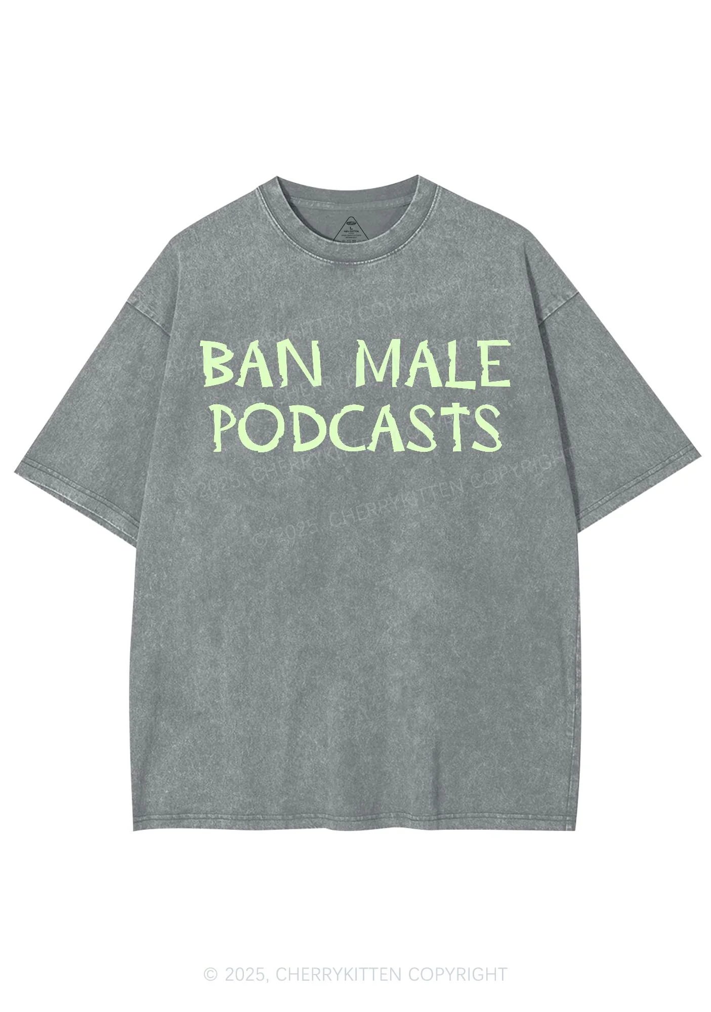Ban Male Podcasts Y2K Shirts Washed Tee Cherrykitten - Image 7