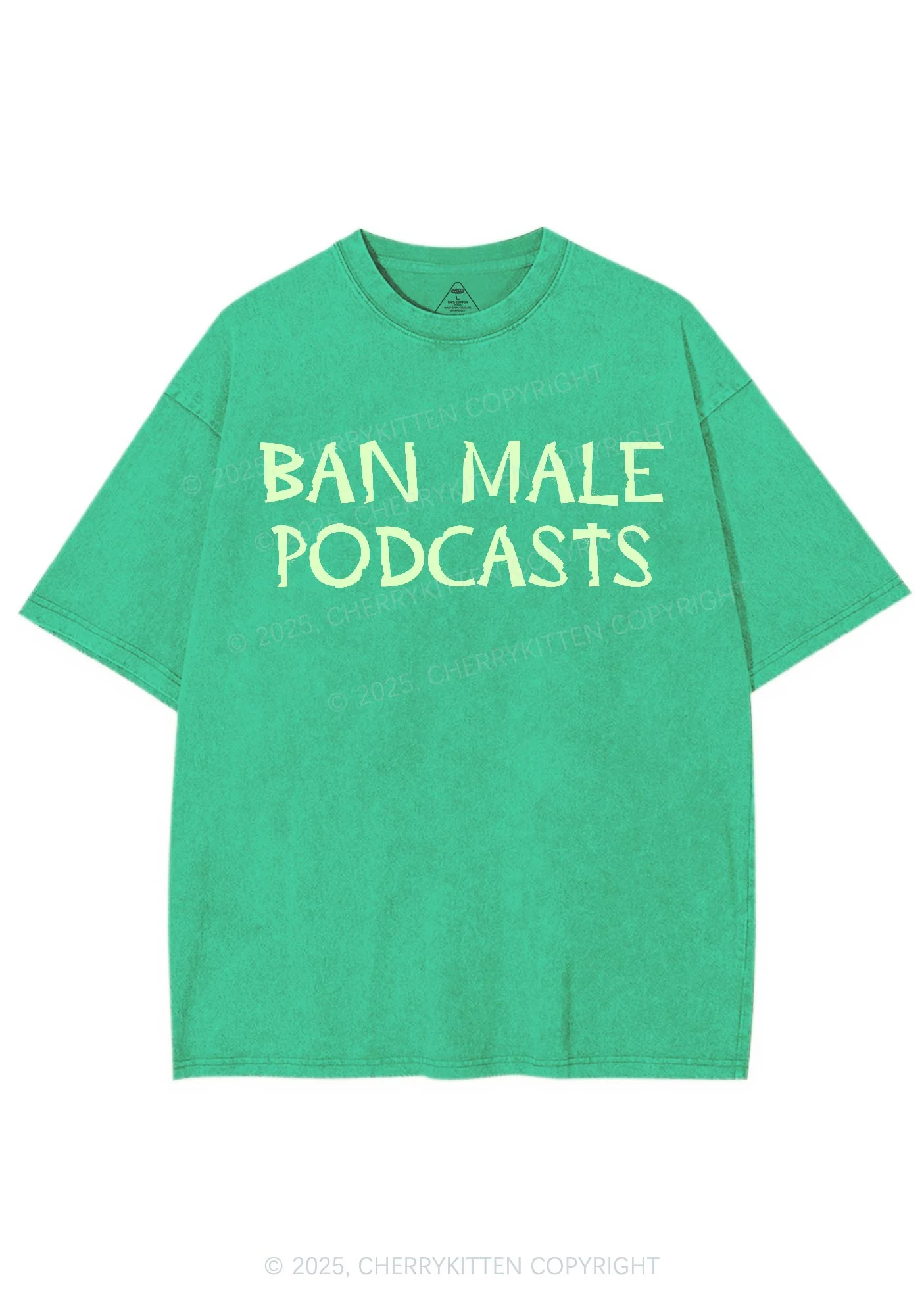 Ban Male Podcasts Y2K Shirts Washed Tee Cherrykitten - Image 8