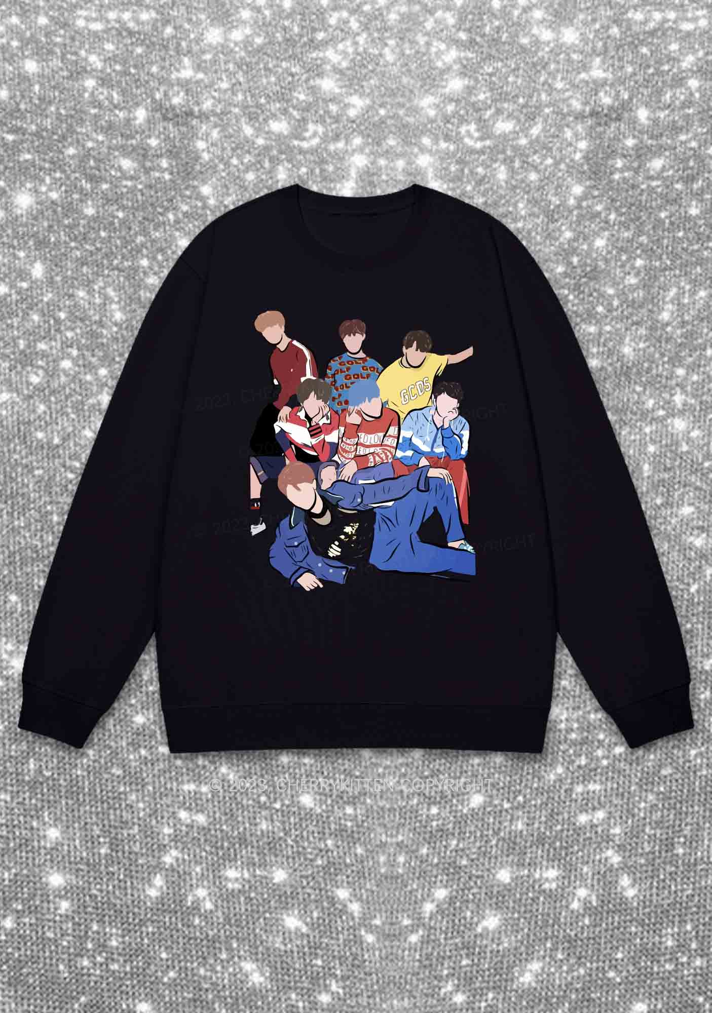Bangtan Group Kpop Y2K Sweatshirt Cherrykitten - Image 3