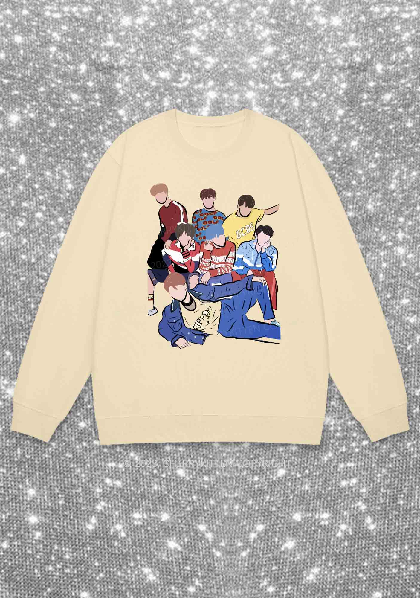 Bangtan Group Kpop Y2K Sweatshirt Cherrykitten - Image 4