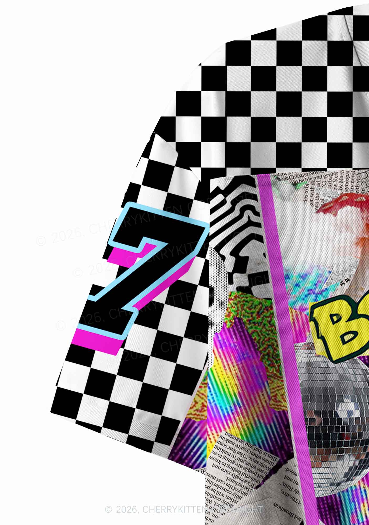 Bass And Drum Collage Y2K Crop Sport Jersey Shirts Cherrykitten - Image 6