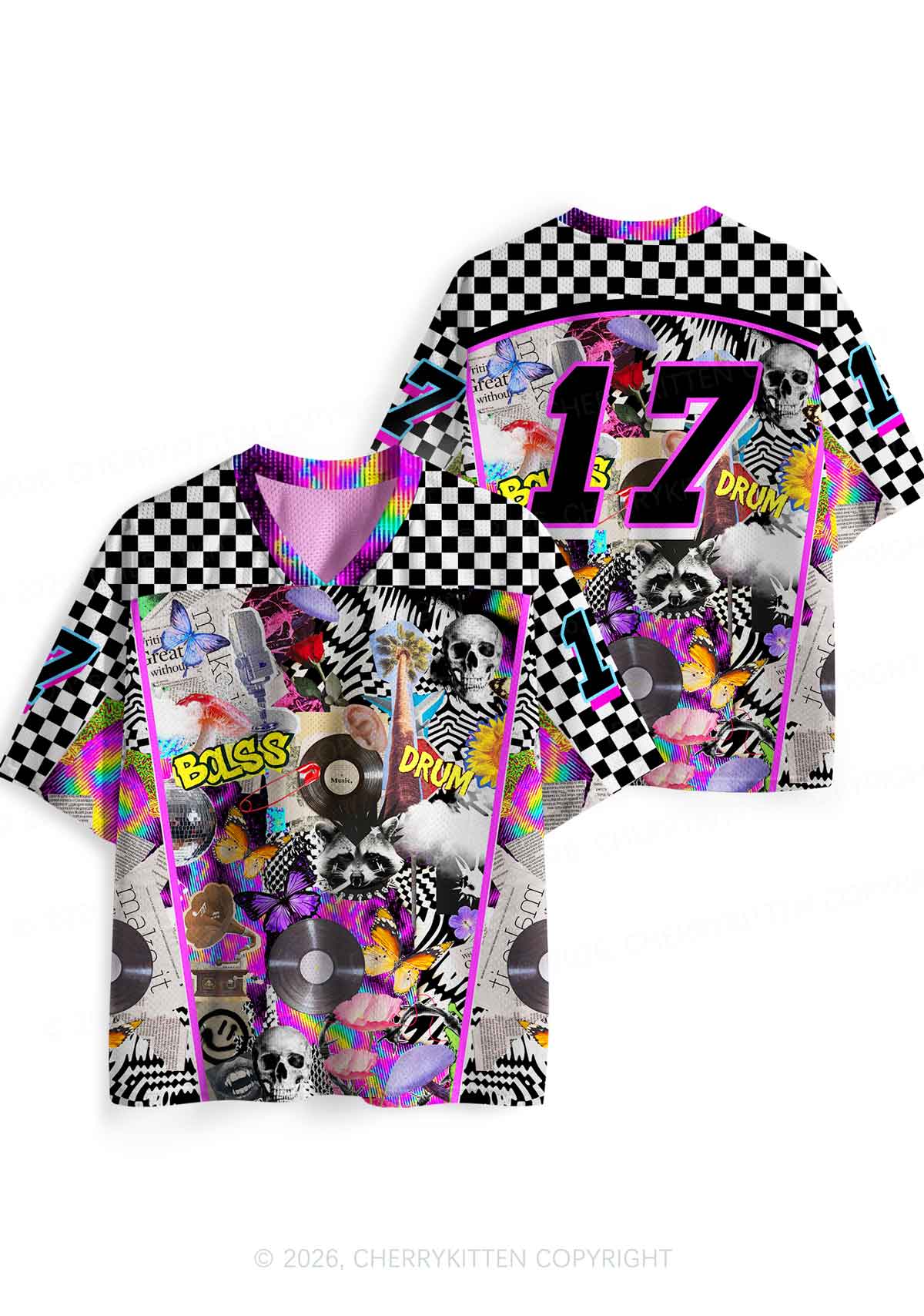Bass And Drum Collage Y2K Sport Jersey Shirts Cherrykitten - Image 5