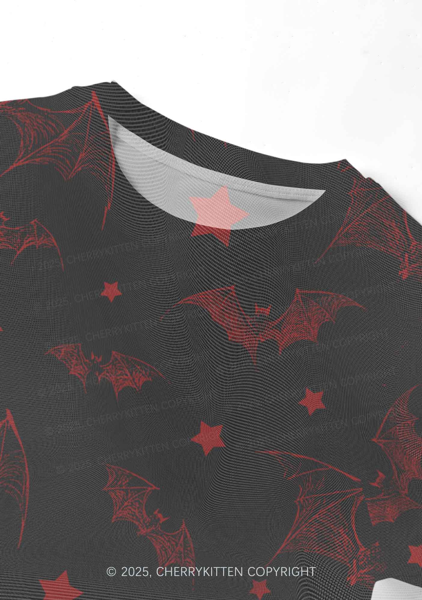 Bat And Star Y2K Mesh Crop Top Cherrykitten - Image 3