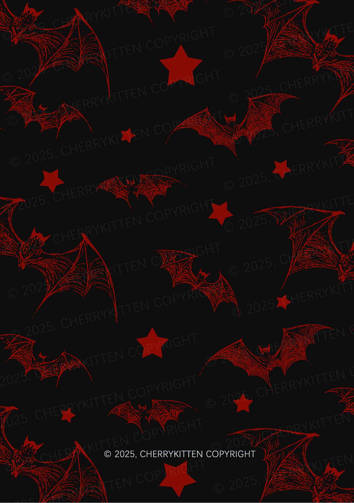 Bat And Star Y2K Print Mini Skirt Cherrykitten - Image 2