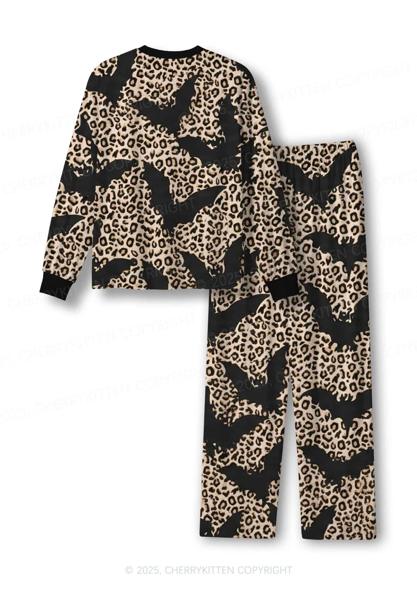 Bat Leopard Y2K Print Long Sleeve Pajama Set Cherrykitten - Image 3