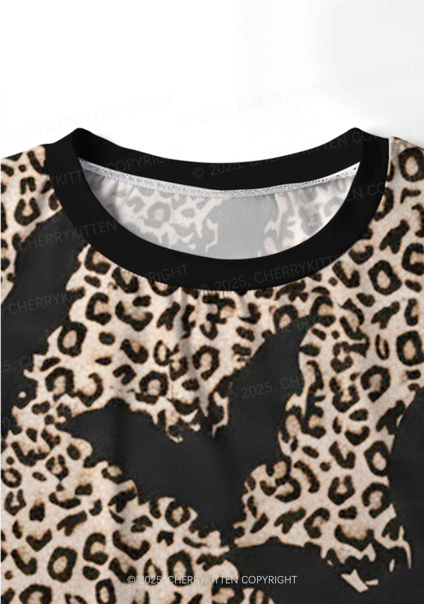 Bat Leopard Y2K Print Long Sleeve Pajama Set Cherrykitten - Image 5