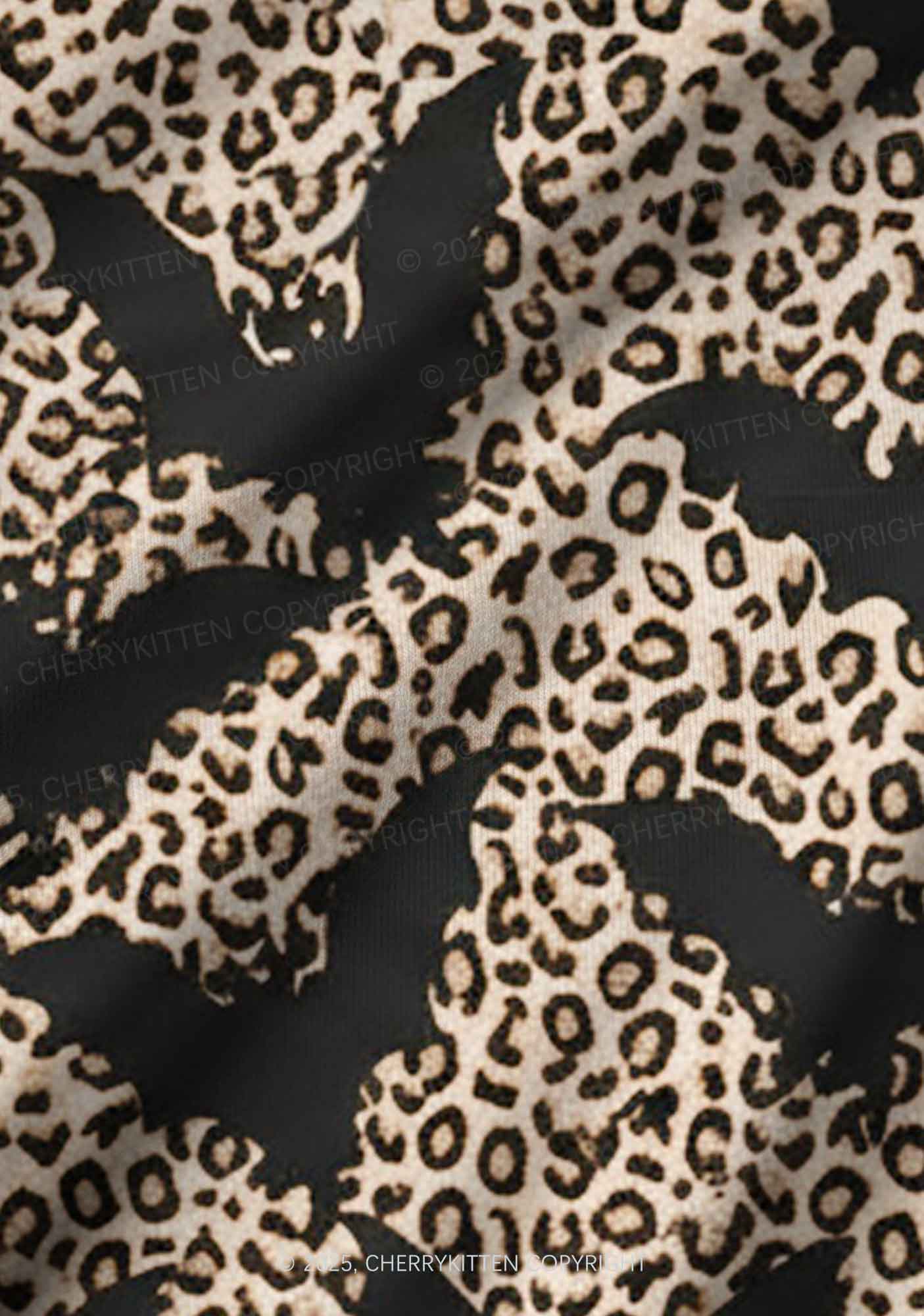 Bat Leopard Y2K Print Long Sleeve Pajama Set Cherrykitten - Image 6