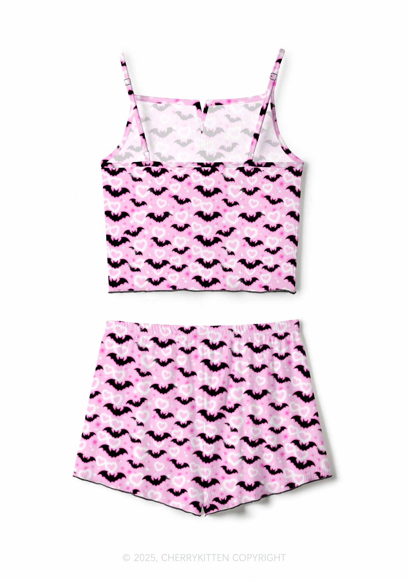 Bat Princess Valentine's Day Y2K Print Cami Shorts Pajama Set Cherrykitten - Image 2